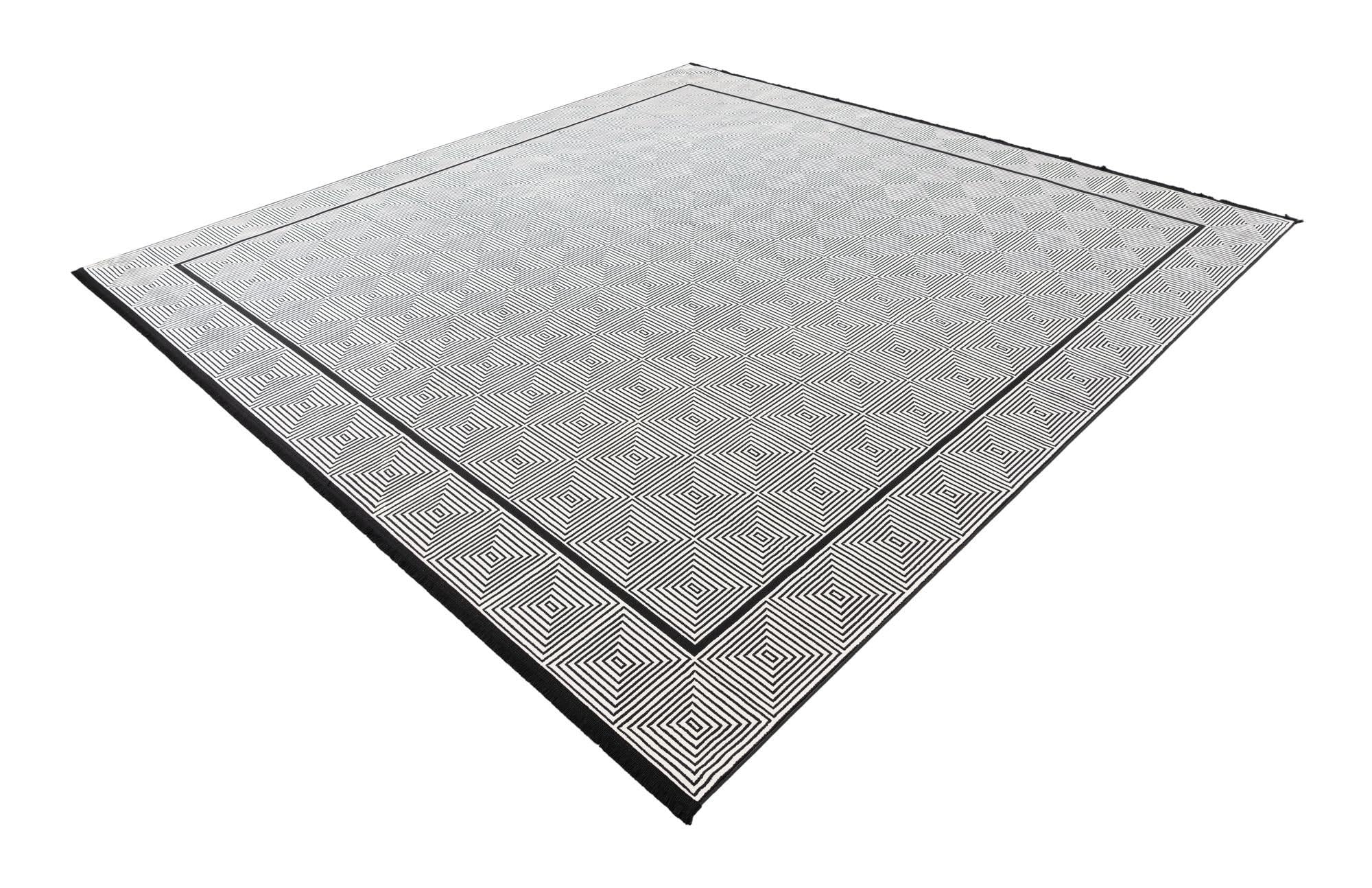 Rugs.com Milano Collection Rug – 10 Ft Square Black and White Medium-Pile Rug Perfect for Living Rooms, Kitchens, Entryways - Image 3