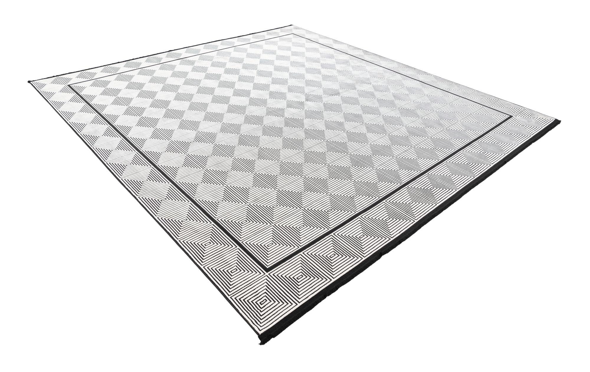 Rugs.com Milano Collection Rug – 10 Ft Square Black and White Medium-Pile Rug Perfect for Living Rooms, Kitchens, Entryways - Image 4