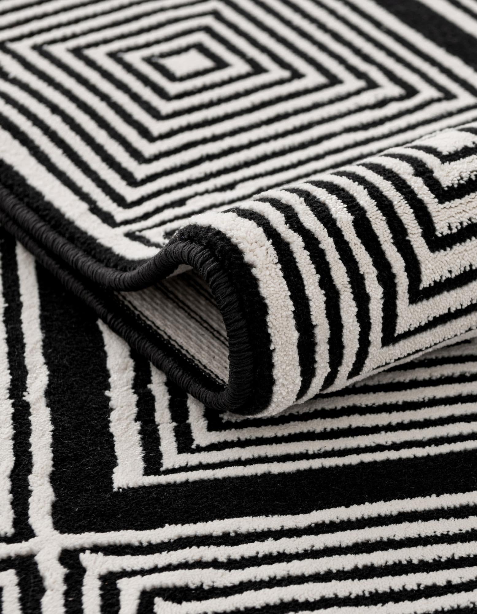 Rugs.com Milano Collection Rug – 10 Ft Square Black and White Medium-Pile Rug Perfect for Living Rooms, Kitchens, Entryways - Image 7