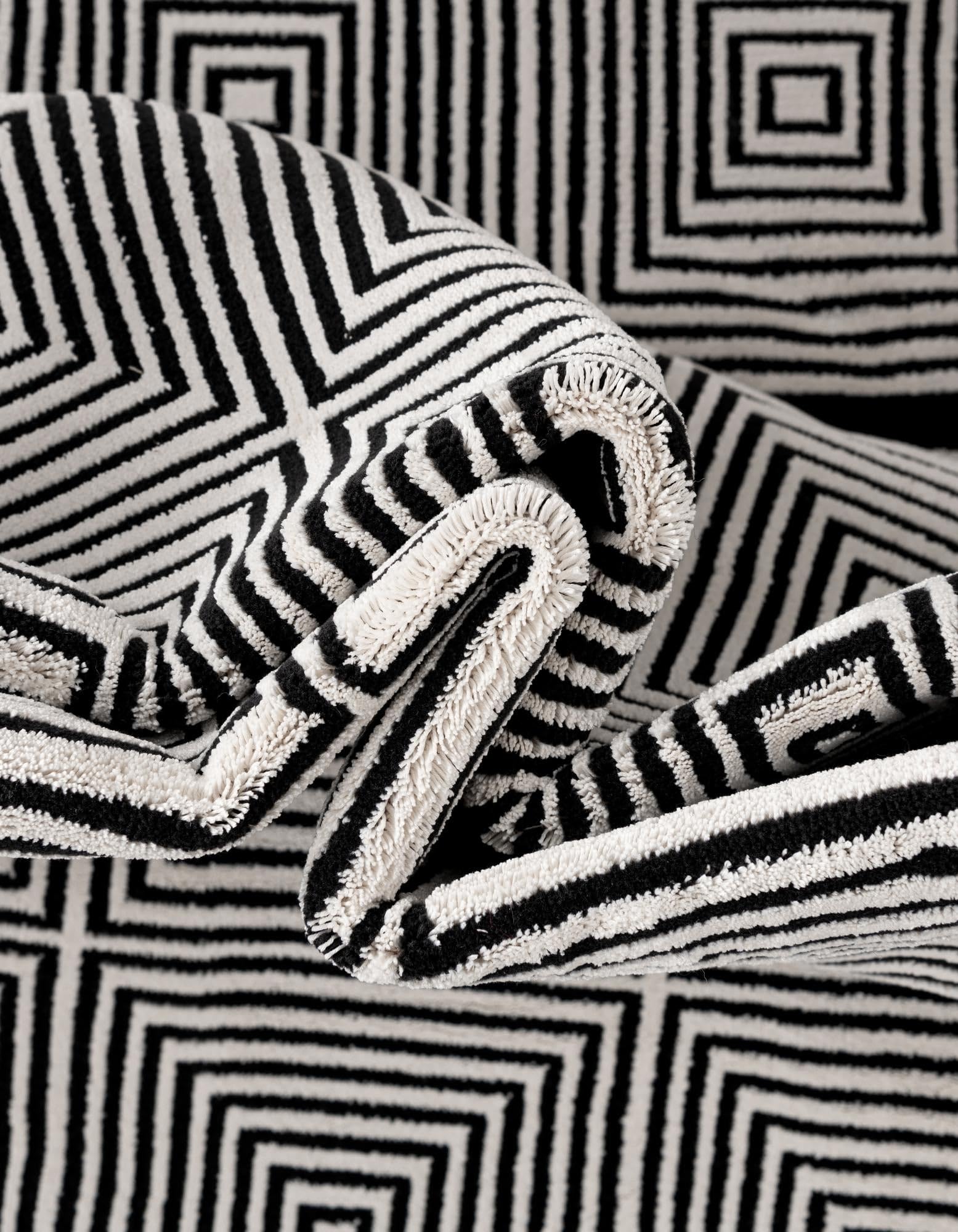 Rugs.com Milano Collection Rug – 10 Ft Square Black and White Medium-Pile Rug Perfect for Living Rooms, Kitchens, Entryways - Image 9