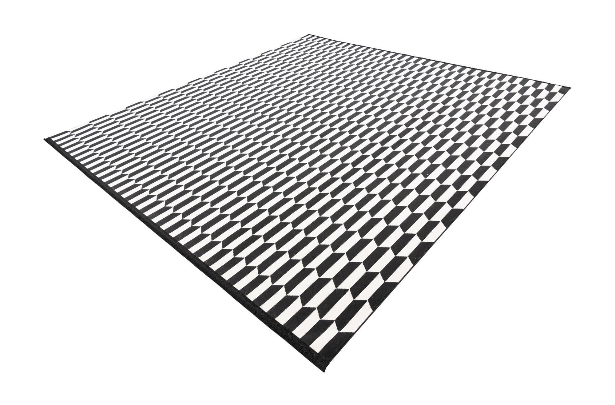 Rugs.com Milano Collection Rug – 10 Ft Square Black and White Medium-Pile Rug Perfect for Living Rooms, Kitchens, Entryways - Image 3