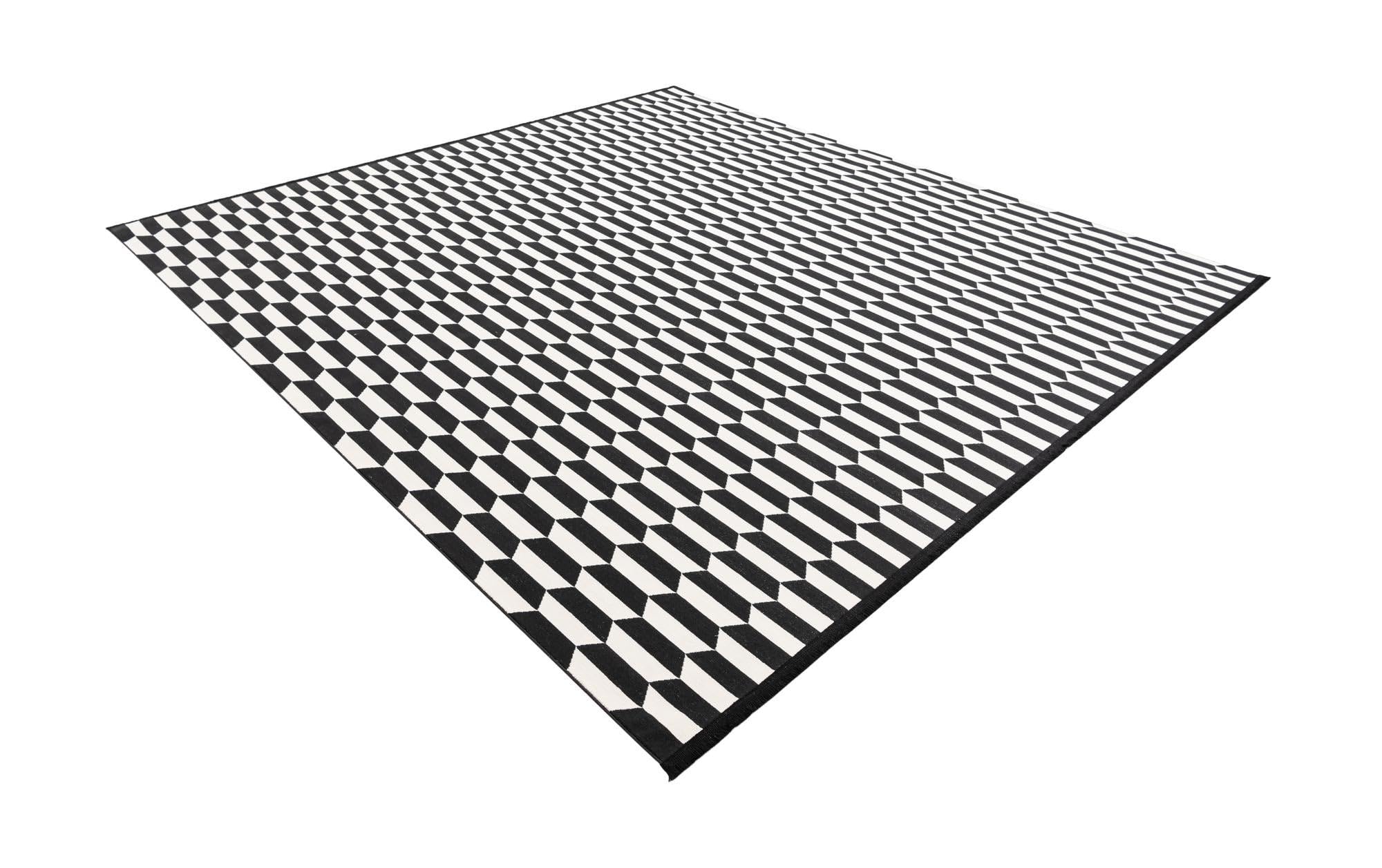 Rugs.com Milano Collection Rug – 10 Ft Square Black and White Medium-Pile Rug Perfect for Living Rooms, Kitchens, Entryways - Image 4