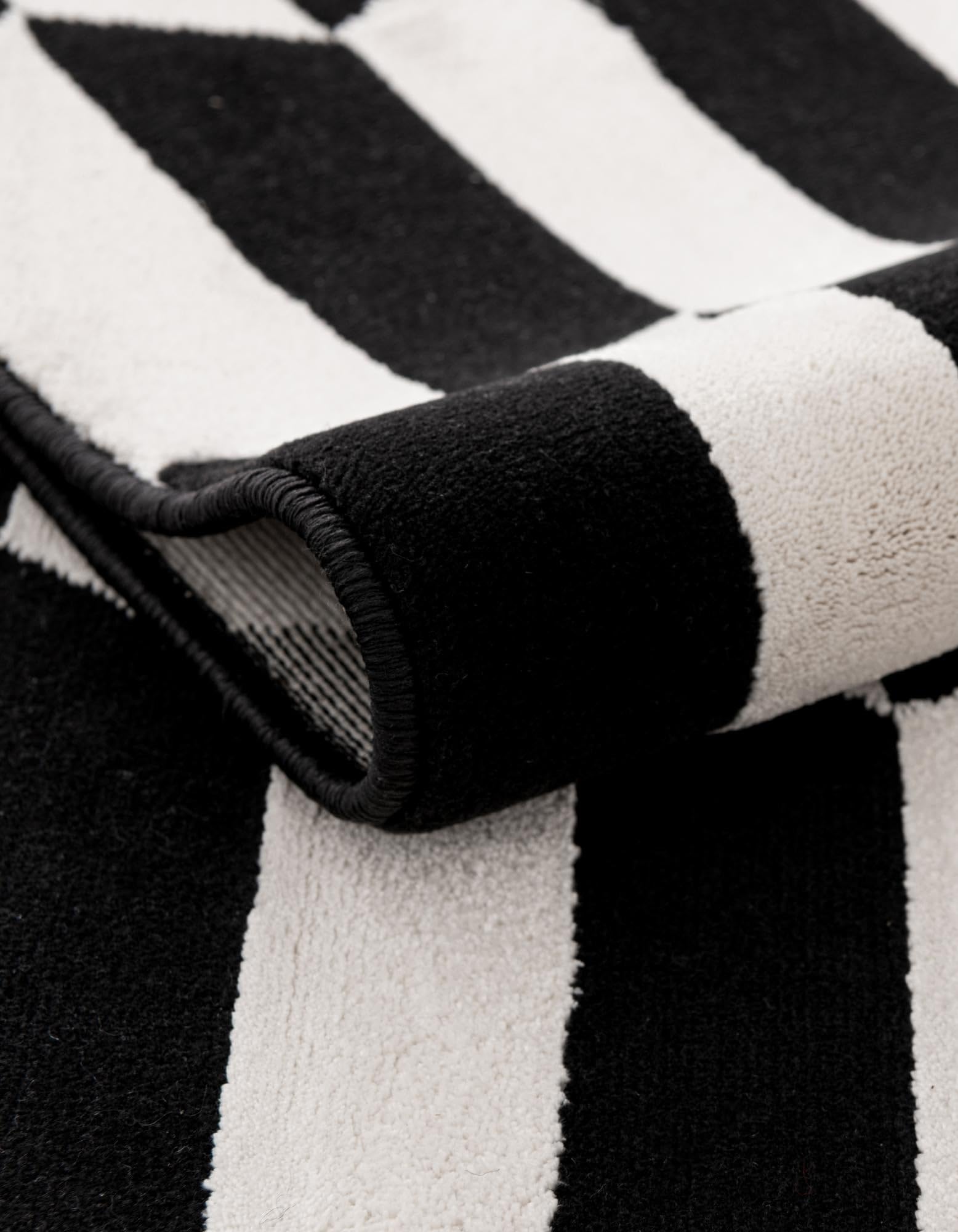 Rugs.com Milano Collection Rug – 10 Ft Square Black and White Medium-Pile Rug Perfect for Living Rooms, Kitchens, Entryways - Image 6