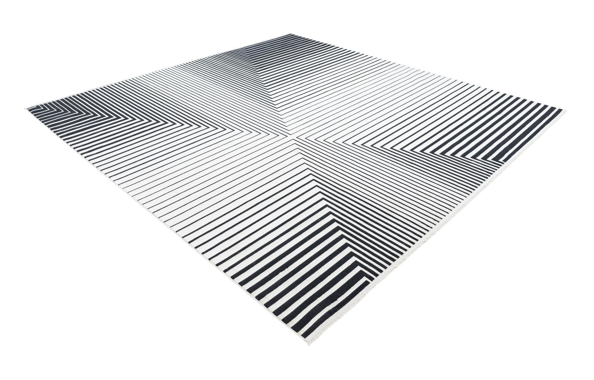 Rugs.com Milano Collection Rug – 10 Ft Square Black and White Medium-Pile Rug Perfect for Living Rooms, Kitchens, Entryways - Image 3