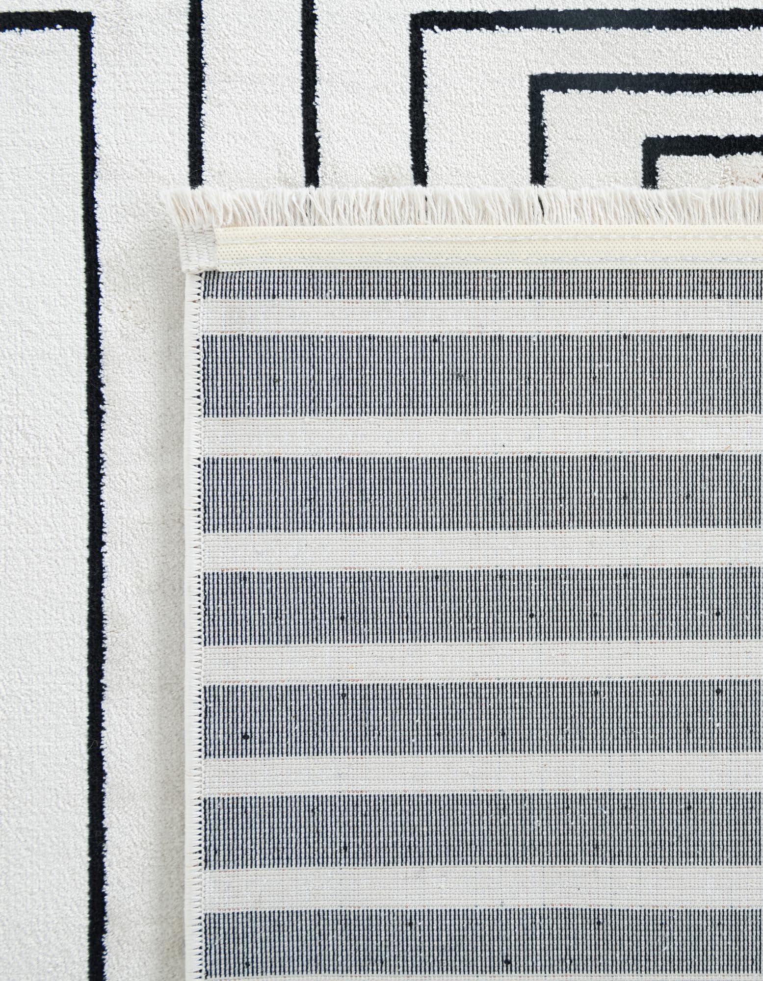 Rugs.com Milano Collection Rug – 8 Ft Runner Black and White Medium-Pile Rug Perfect for Hallways, Entryways - Image 5