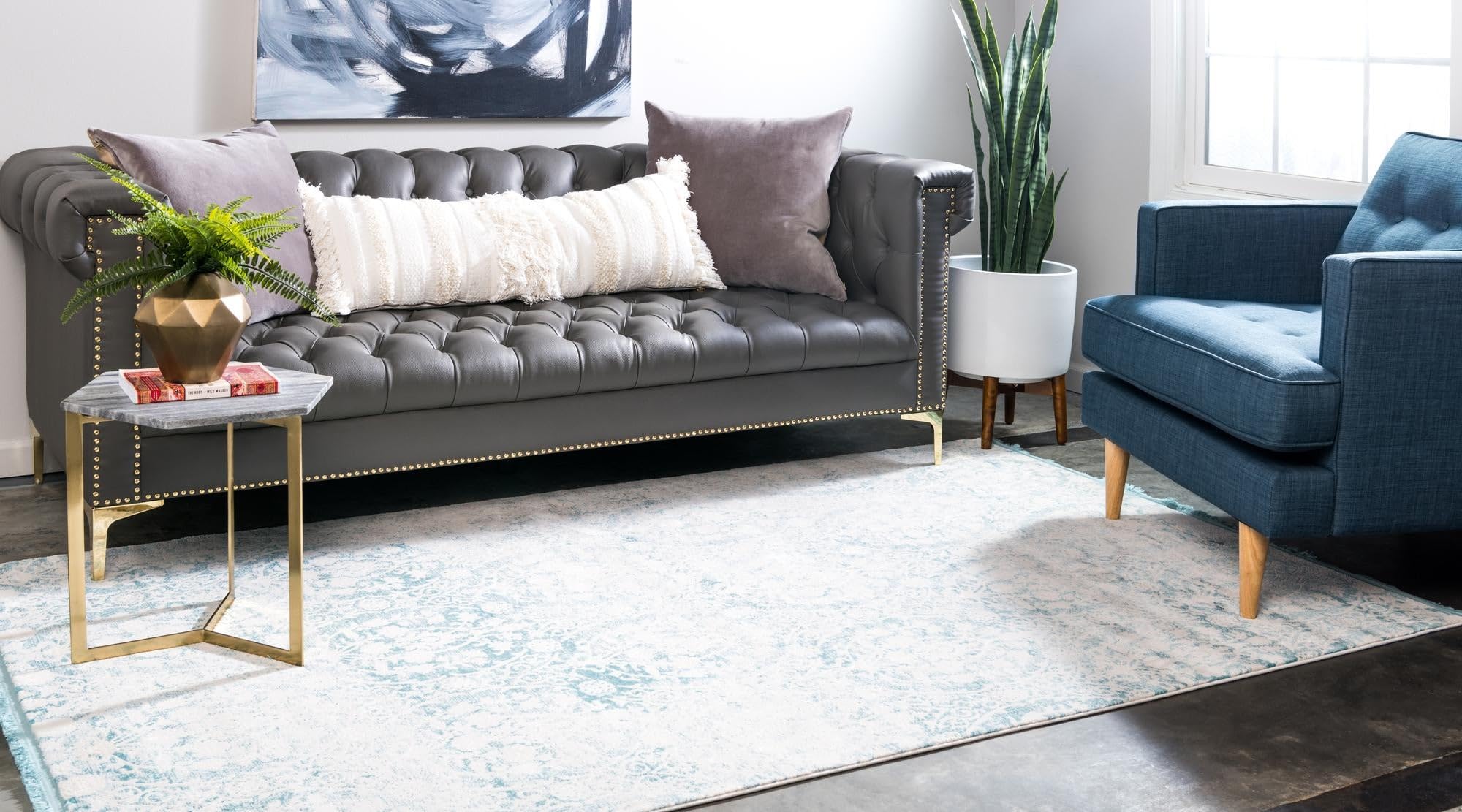 Rugs.com Modern Classical Collection Rug – 3x5 Light Blue Medium-Pile Rug Perfect for Entryways, Kitchens, Breakfast Nooks, Accent Pieces - Image 3