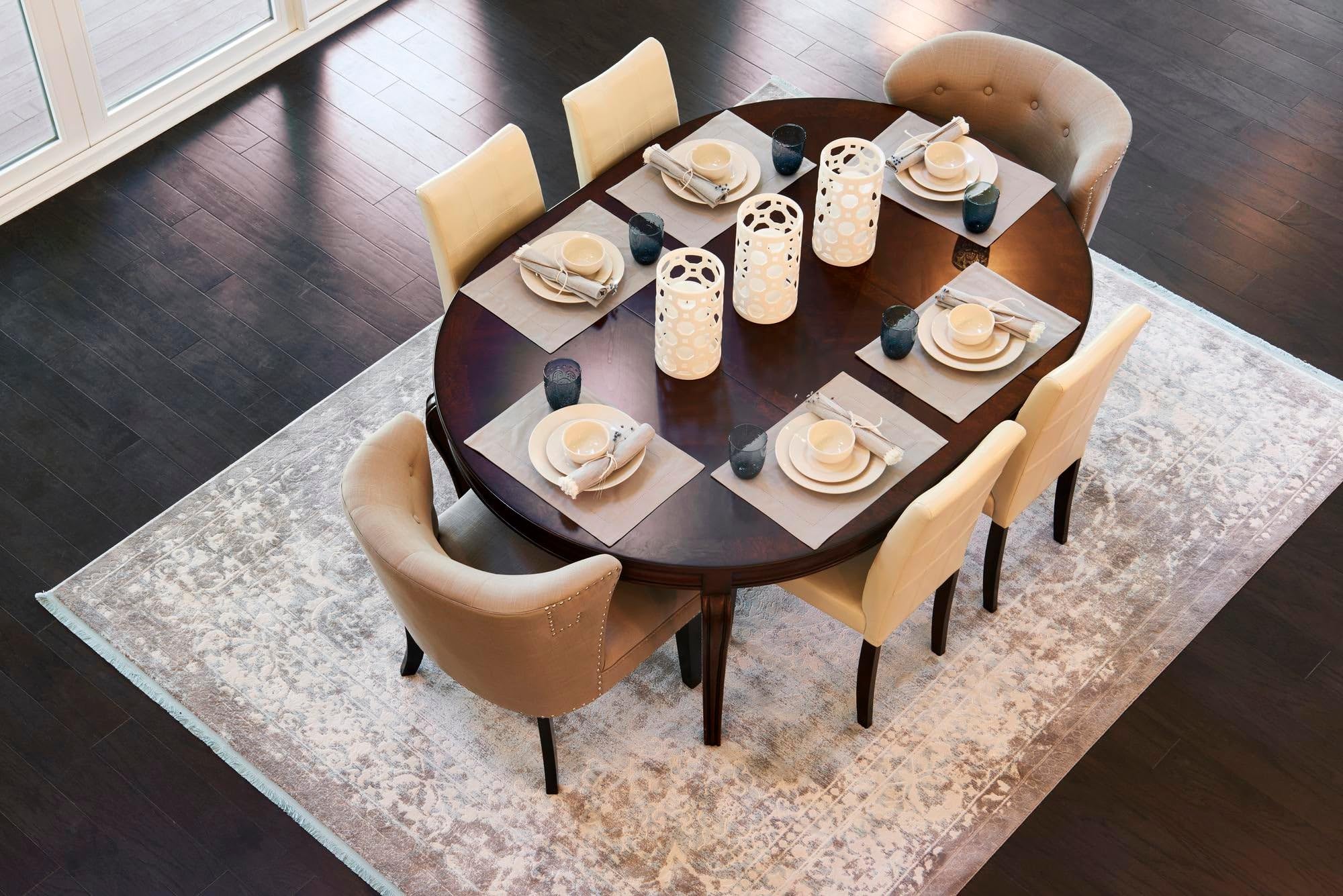 Rugs.com Modern Classical Collection Rug – 4 Ft Square Light Blue Medium-Pile Rug Perfect for Living Rooms, Kitchens, Entryways - Image 3