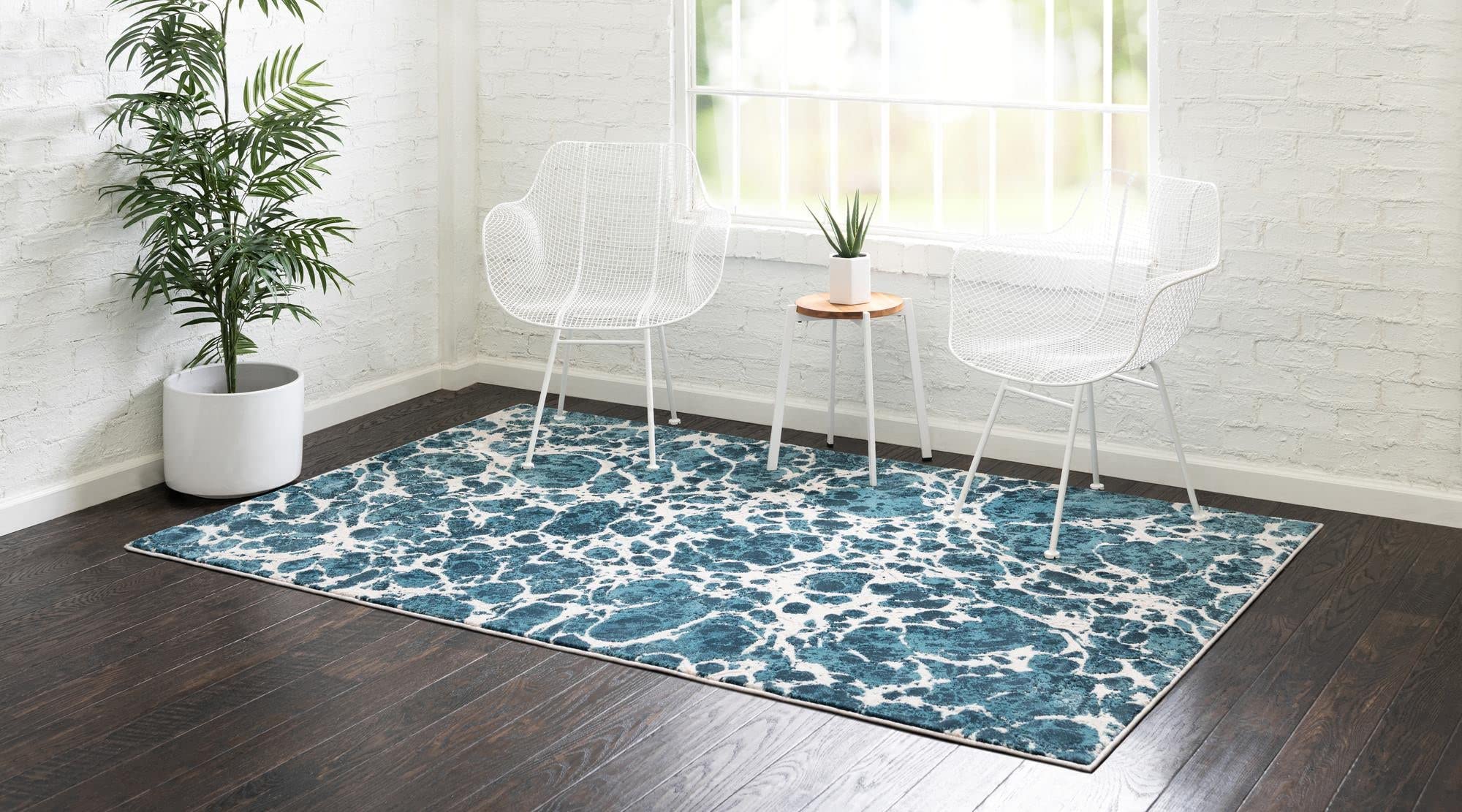Rugs.com Oasis Collection Rug – 8x10 Blue Medium-Pile Rug Perfect for Living Rooms, Large Dining Rooms, Open Floorplans - Image 3