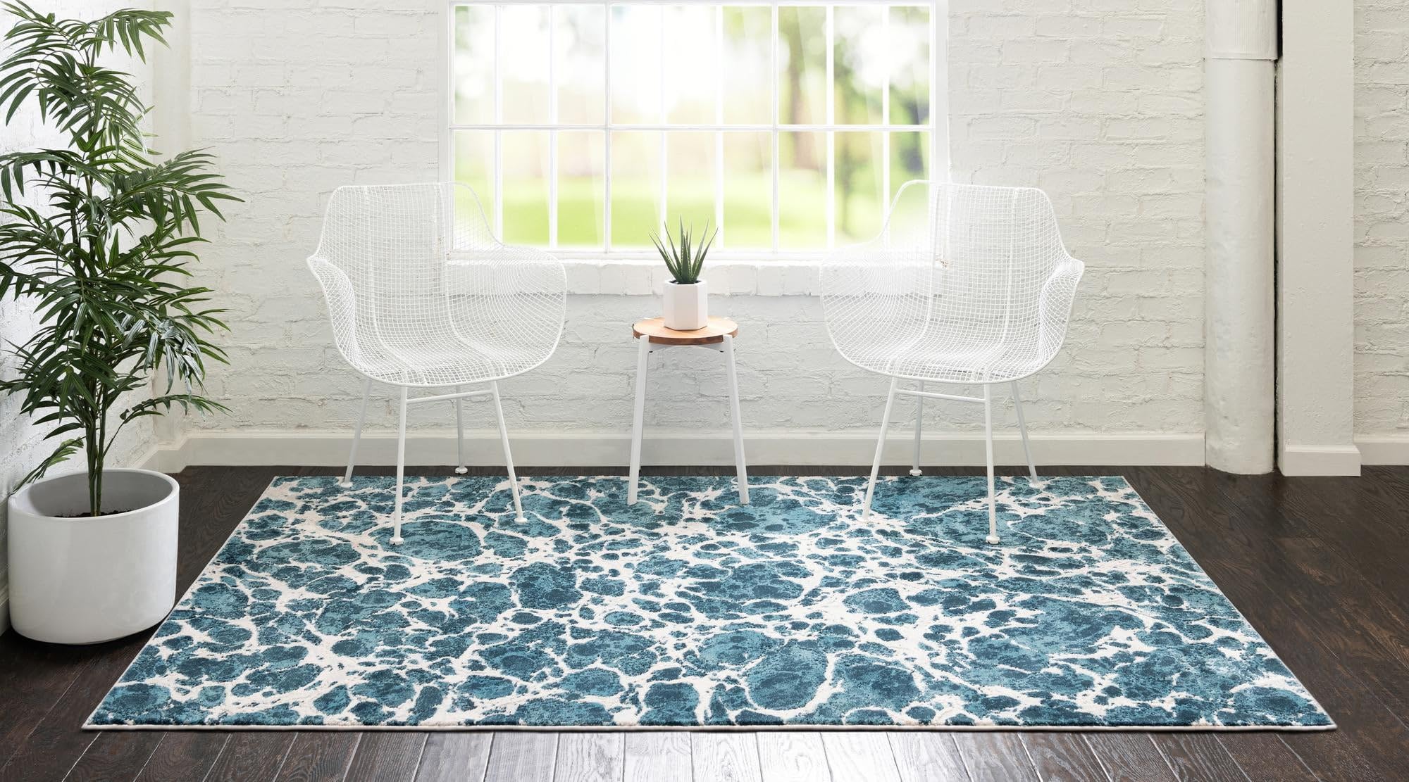 Rugs.com Oasis Collection Rug – 8x10 Blue Medium-Pile Rug Perfect for Living Rooms, Large Dining Rooms, Open Floorplans - Image 4