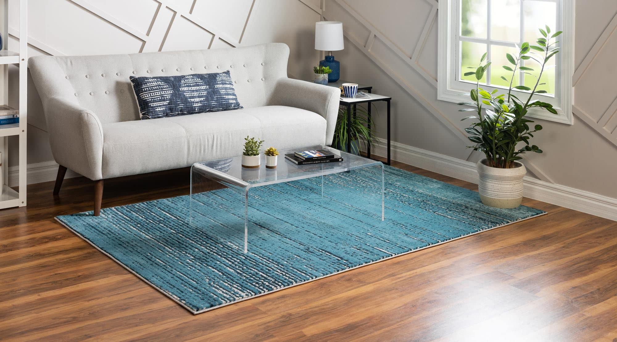 Rugs.com Oasis Collection Rug – 9x12 Blue Medium-Pile Rug Perfect for Living Rooms, Large Dining Rooms, Open Floorplans - Image 3
