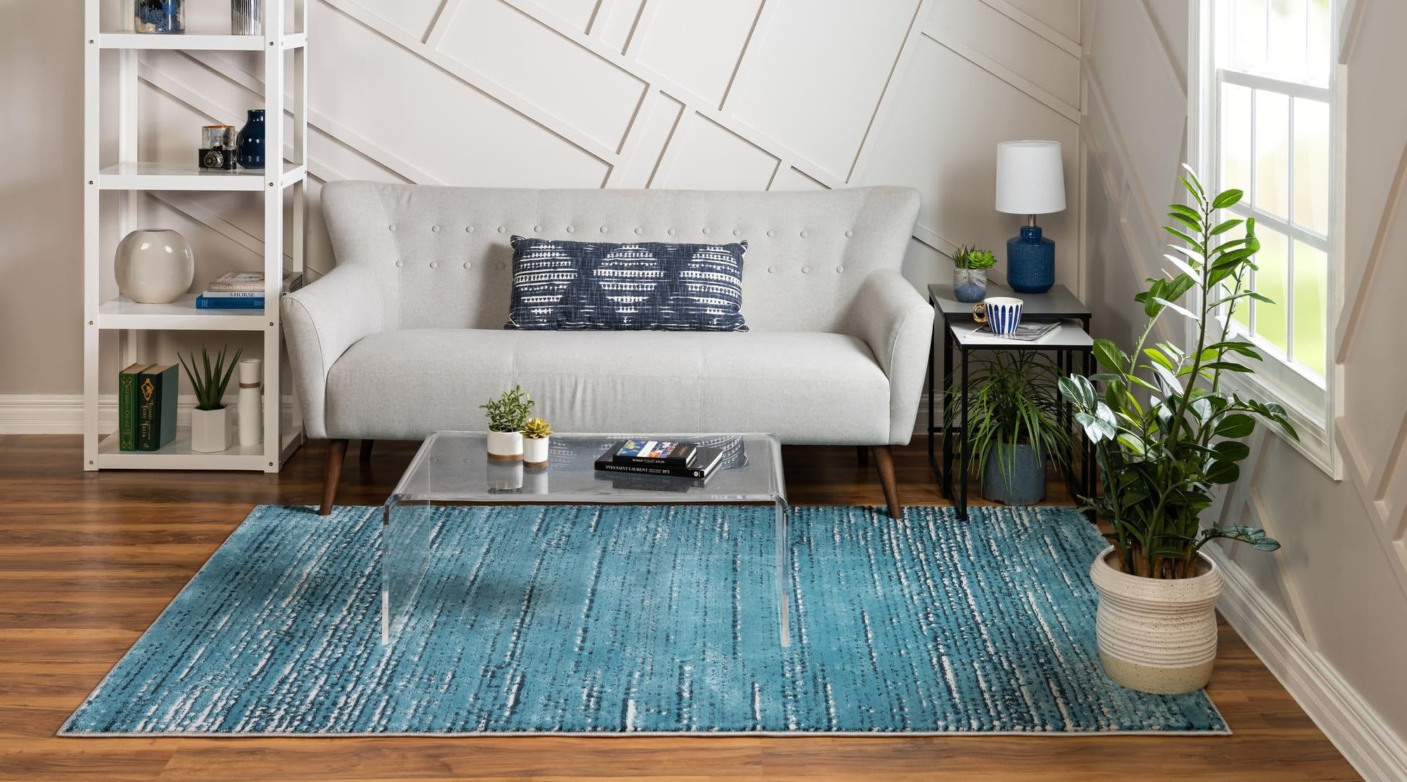 Rugs.com Oasis Collection Rug – 9x12 Blue Medium-Pile Rug Perfect for Living Rooms, Large Dining Rooms, Open Floorplans - Image 4