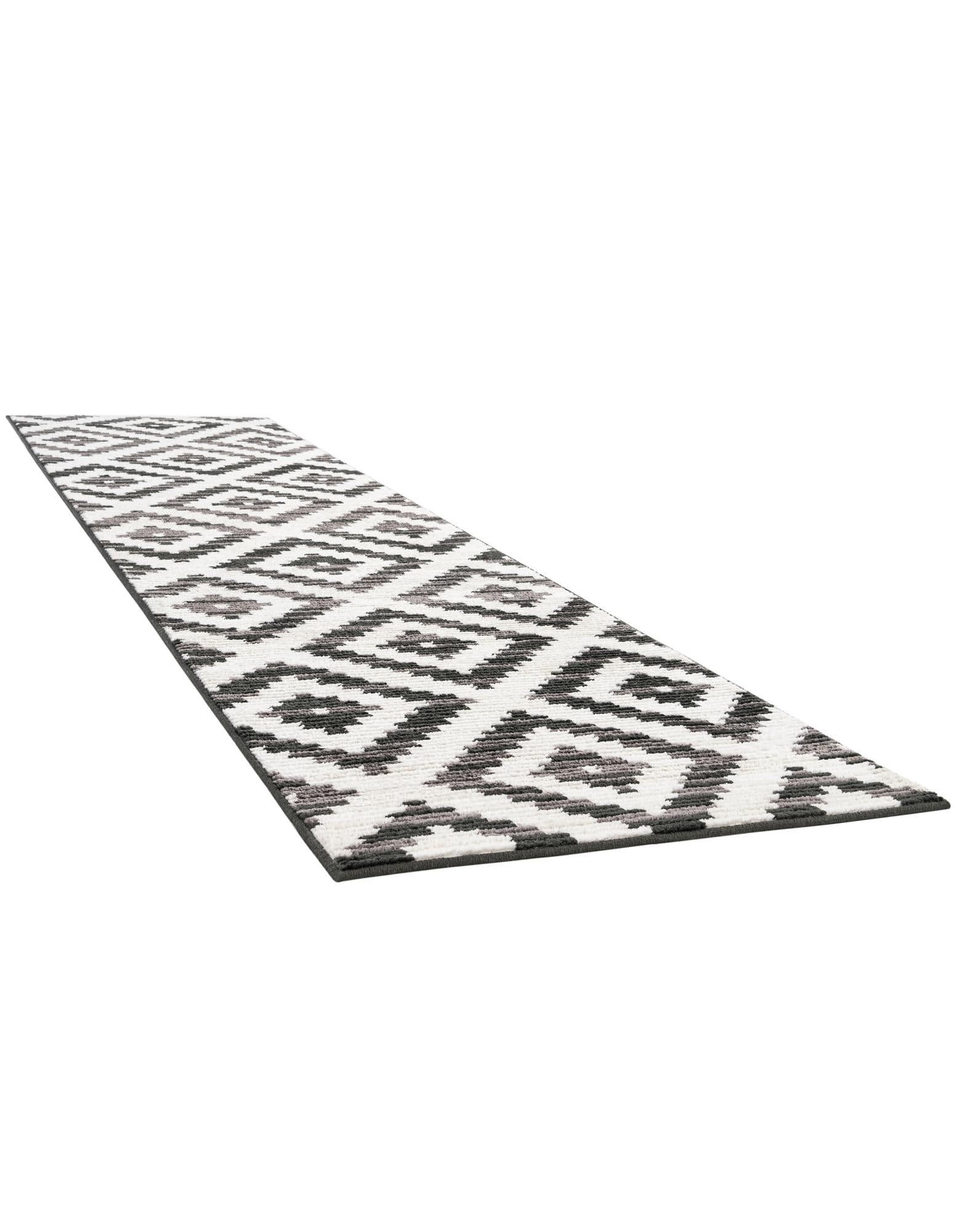 Rugs.com Odyssey Collection Rug – 10 Ft Runner Black and Ivory Medium-Pile Rug Perfect for Hallways, Entryways - Image 3