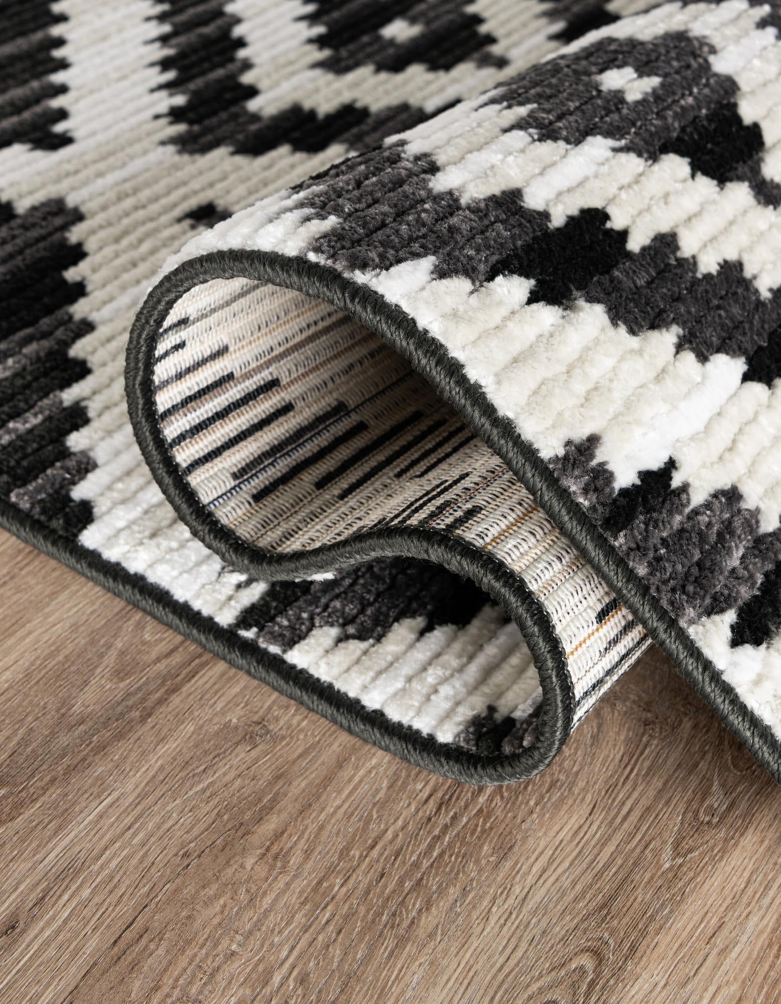 Rugs.com Odyssey Collection Rug – 10 Ft Runner Black and Ivory Medium-Pile Rug Perfect for Hallways, Entryways - Image 4