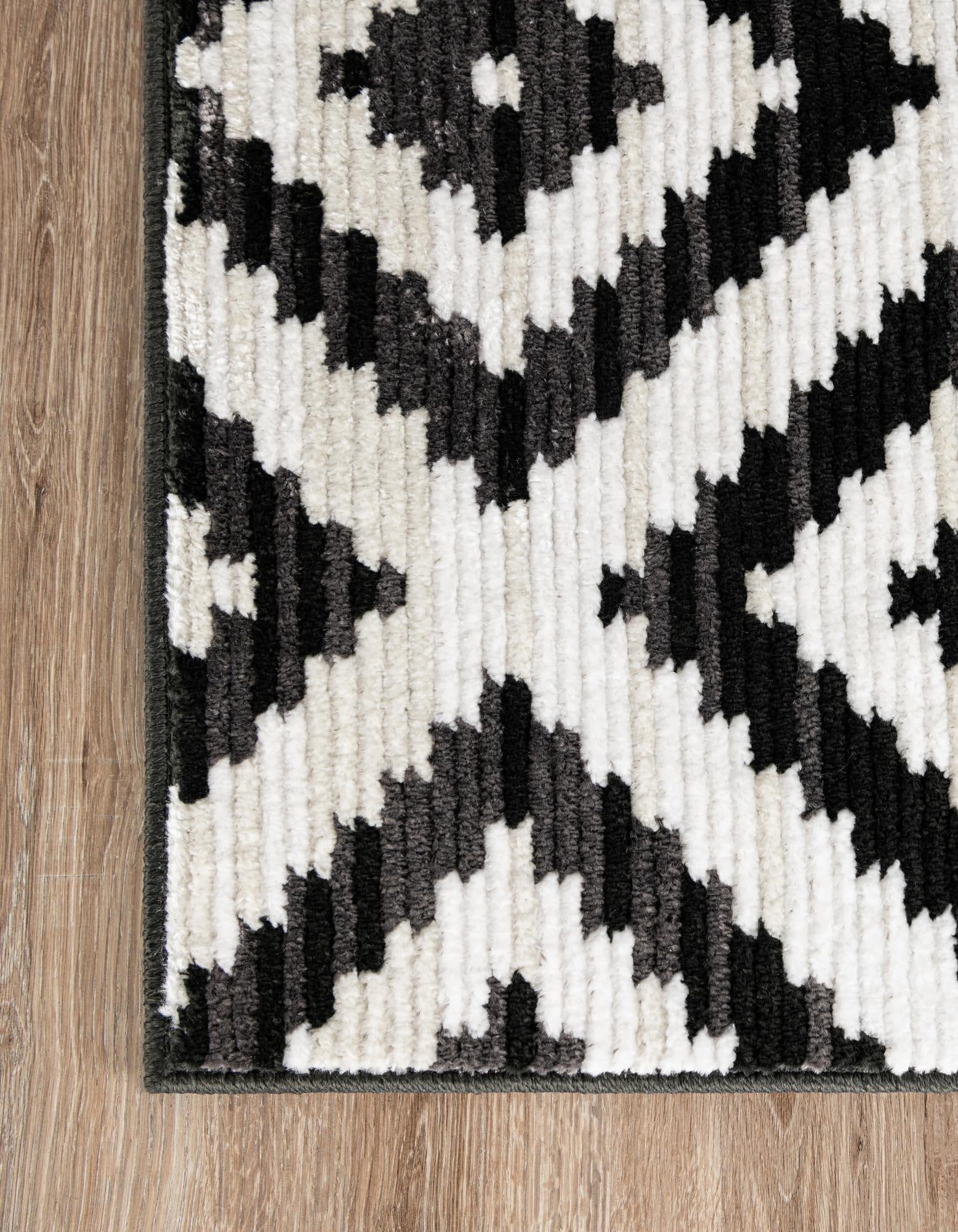 Rugs.com Odyssey Collection Rug – 10 Ft Runner Black and Ivory Medium-Pile Rug Perfect for Hallways, Entryways - Image 6