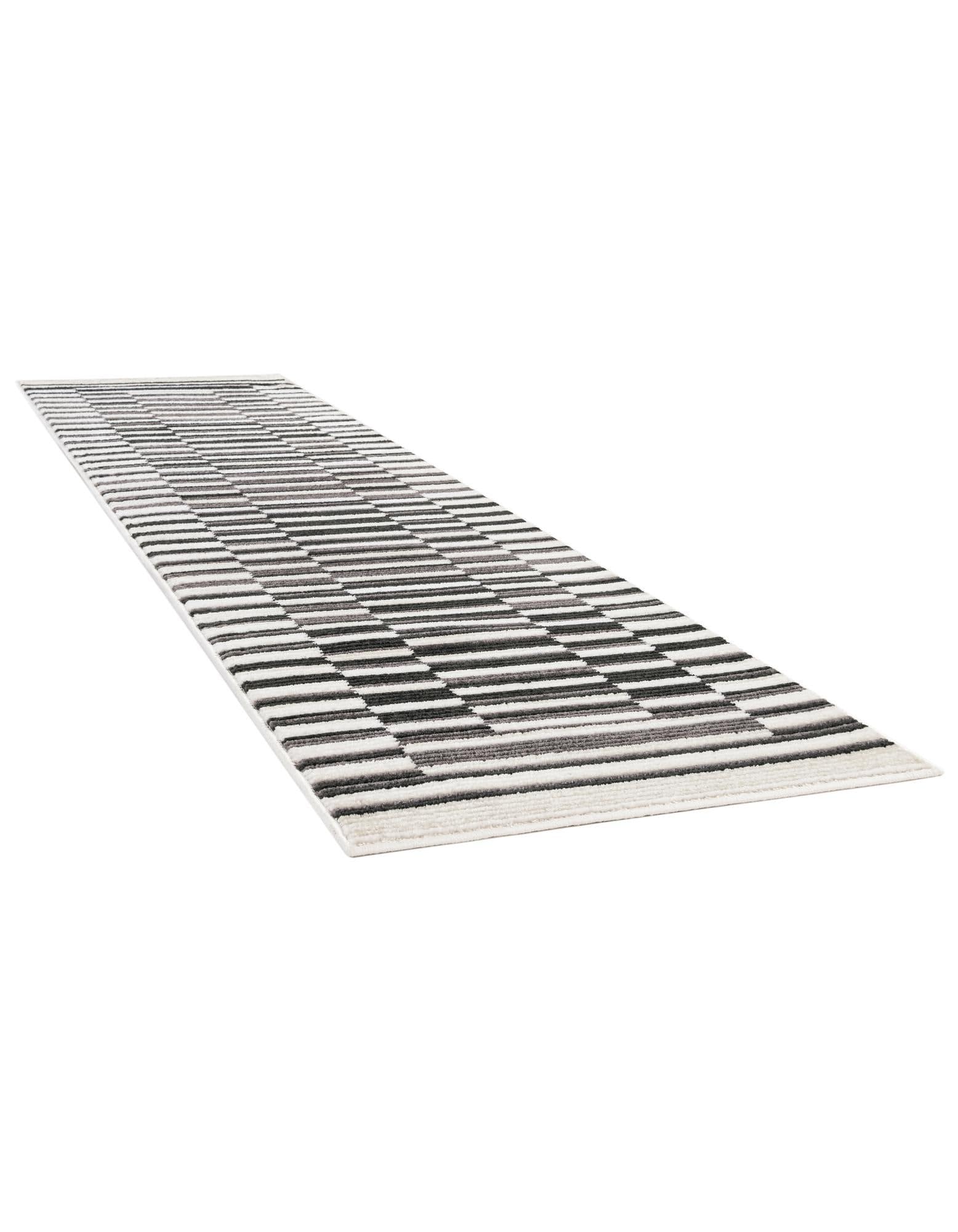Rugs.com Odyssey Collection Rug – 10 Ft Runner Black and Ivory Medium-Pile Rug Perfect for Hallways, Entryways - Image 3