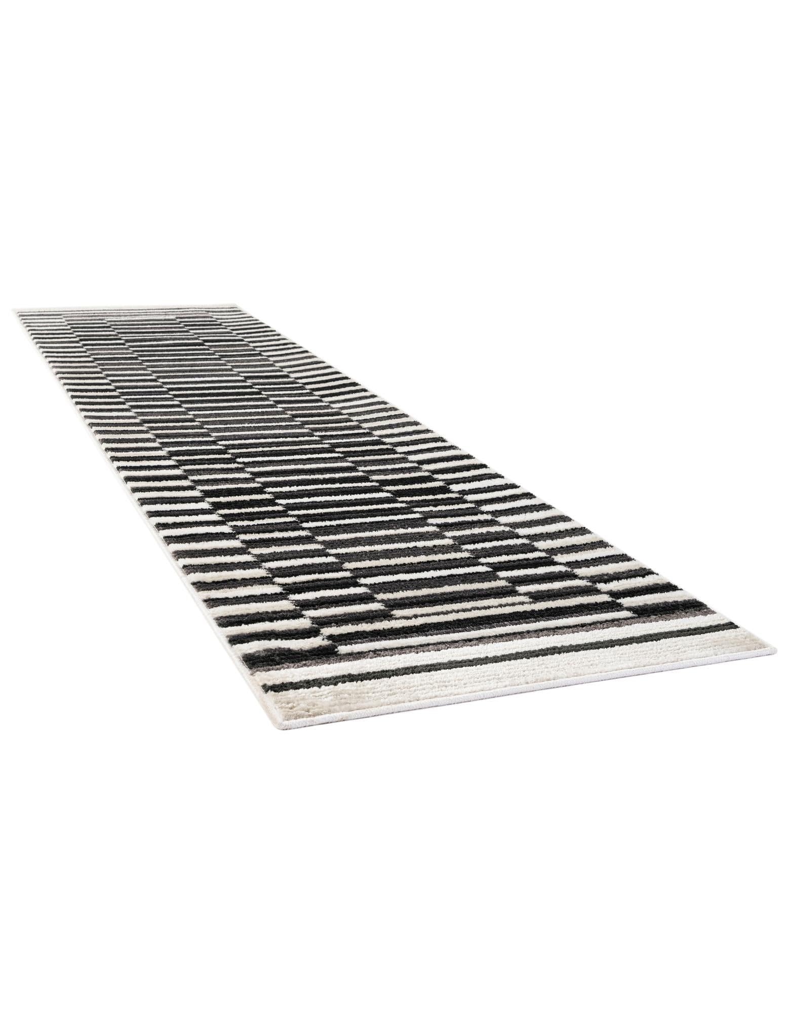 Rugs.com Odyssey Collection Rug – 10 Ft Runner Black and Ivory Medium-Pile Rug Perfect for Hallways, Entryways - Image 4