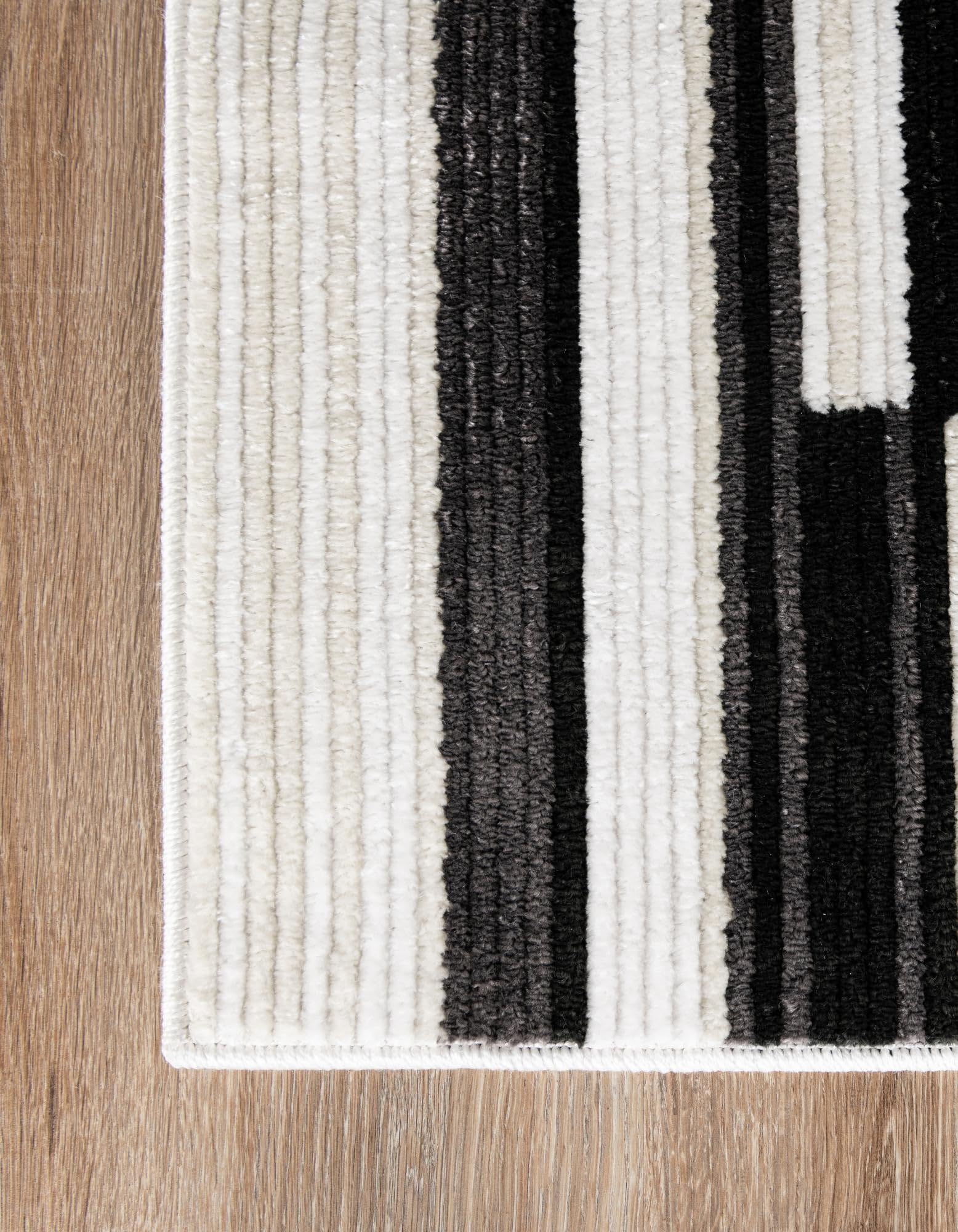 Rugs.com Odyssey Collection Rug – 10 Ft Runner Black and Ivory Medium-Pile Rug Perfect for Hallways, Entryways - Image 7