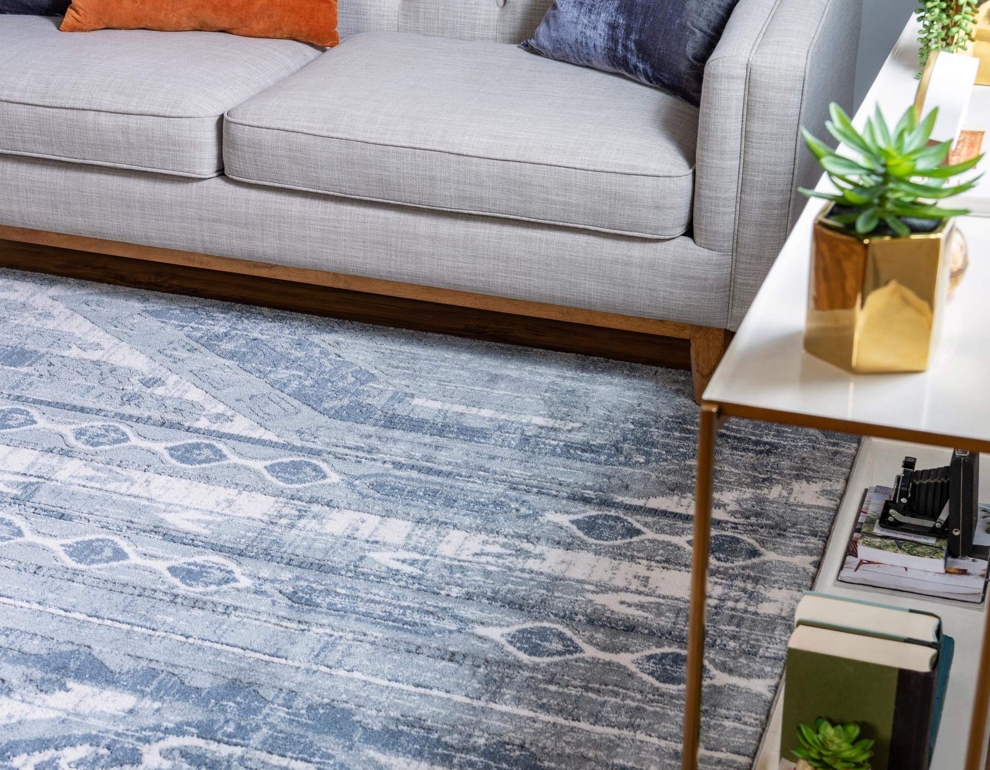 Rugs.com Oregon Collection Rug – 10' x 14' Light Slate Blue Low-Pile Rug Perfect for Living Rooms, Large Dining Rooms, Open Floorplans - Image 6