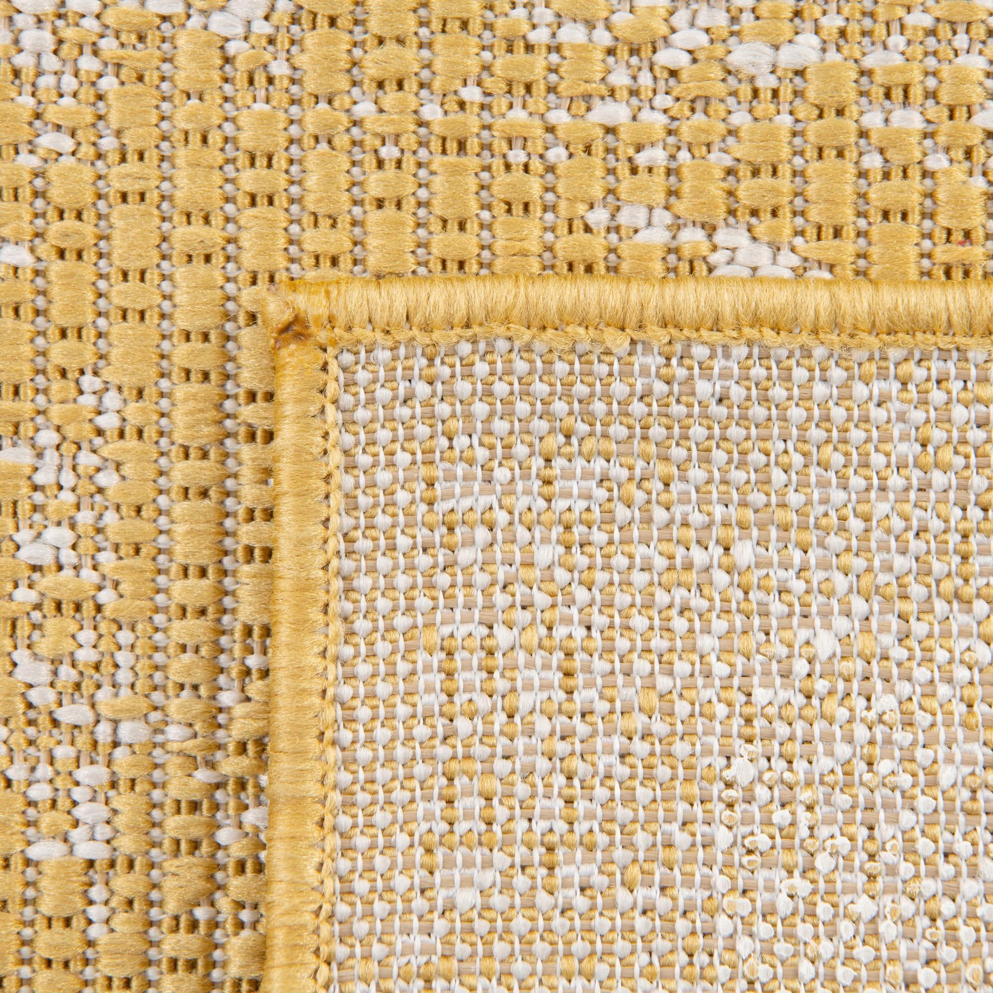 Rugs.com Outdoor Bohemian Collection Rug – 12 Ft Runner Yellow Flatweave-Pile Rug Perfect for Hallways, Entryways - Image 6