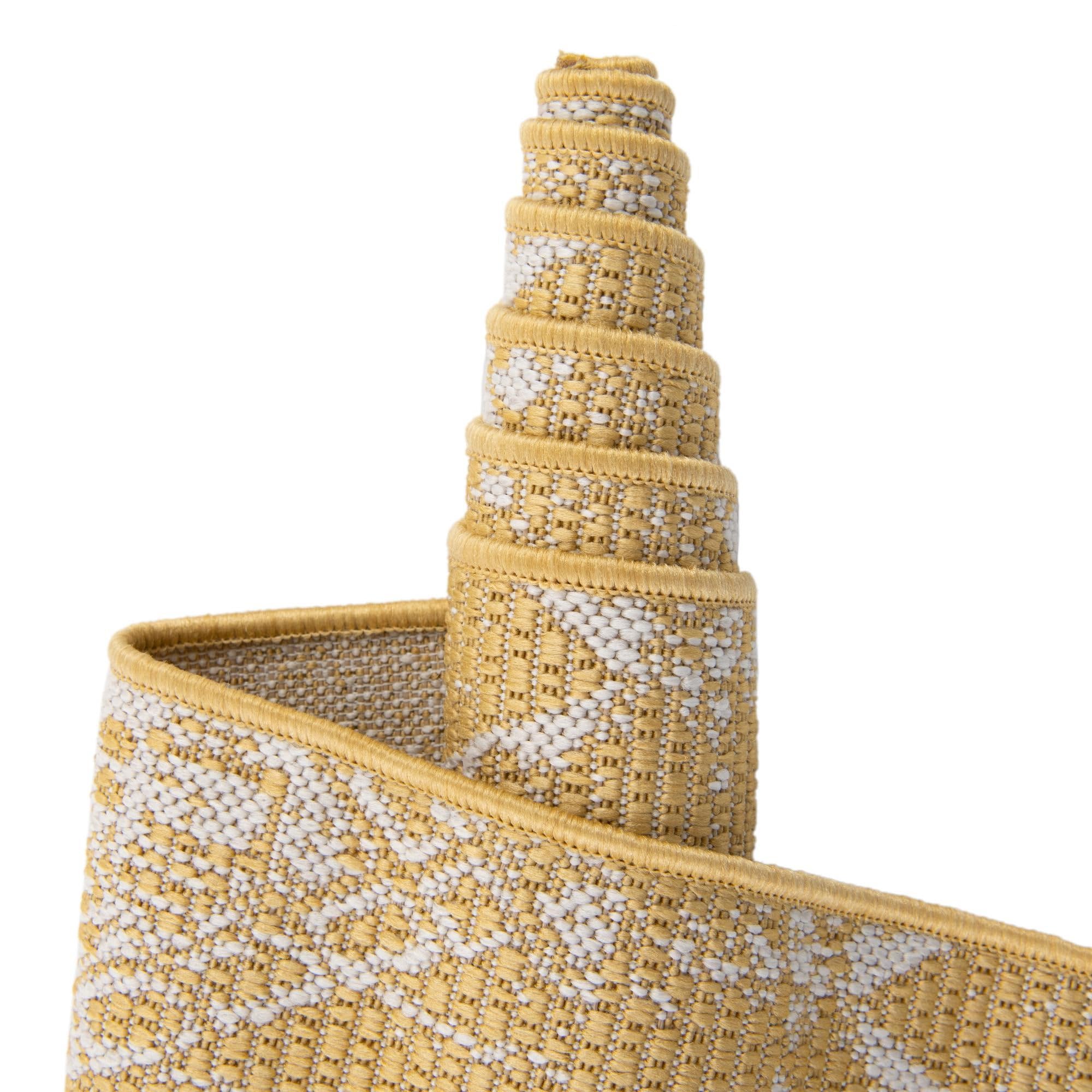 Rugs.com Outdoor Bohemian Collection Rug – 12 Ft Runner Yellow Flatweave-Pile Rug Perfect for Hallways, Entryways - Image 8