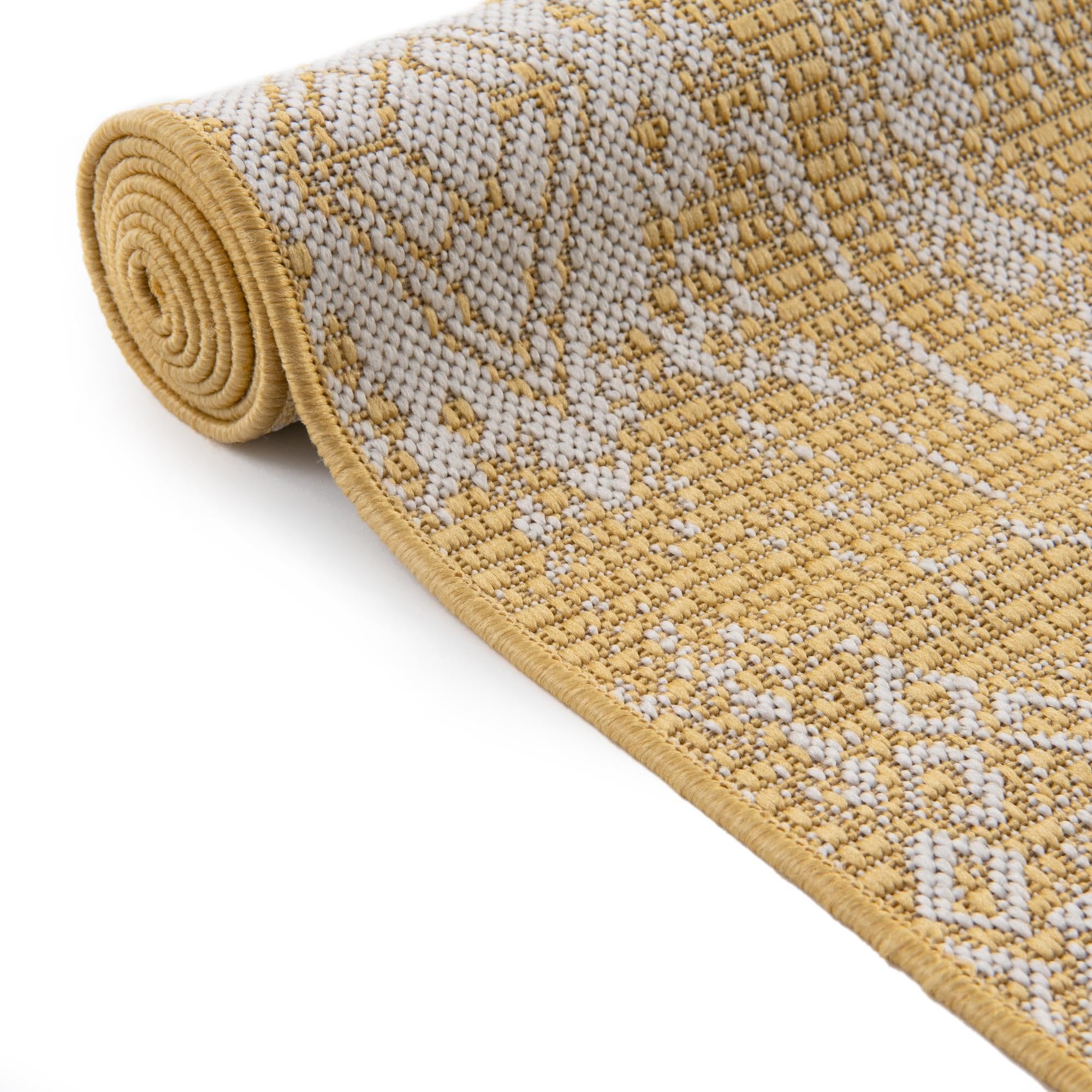 Rugs.com Outdoor Bohemian Collection Rug – 12 Ft Runner Yellow Flatweave-Pile Rug Perfect for Hallways, Entryways - Image 9