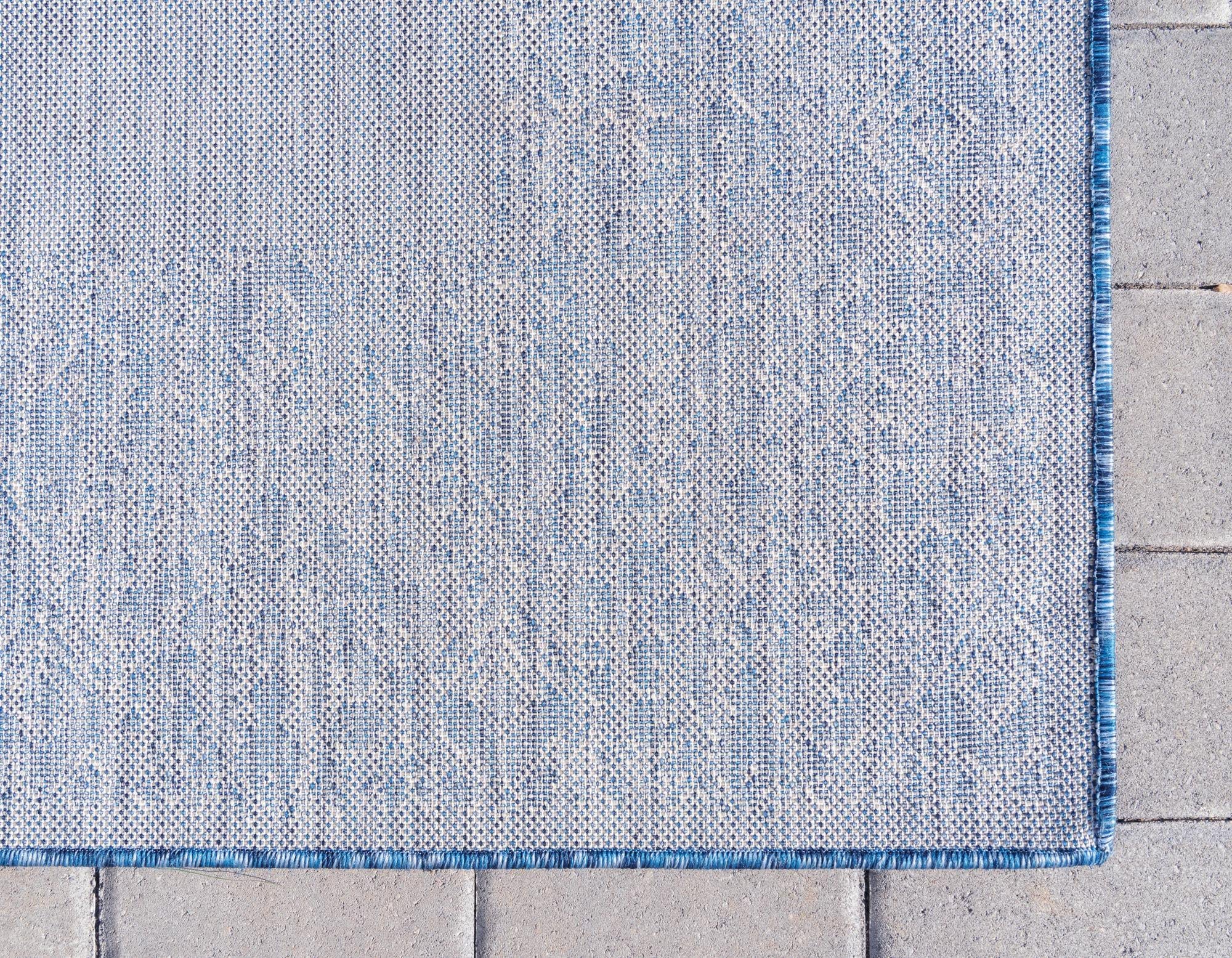 Rugs.com Outdoor Border Collection Rug – 5' x 8' Blue Flatweave Rug Perfect for Bedrooms, Dining Rooms, Living Rooms - Image 10