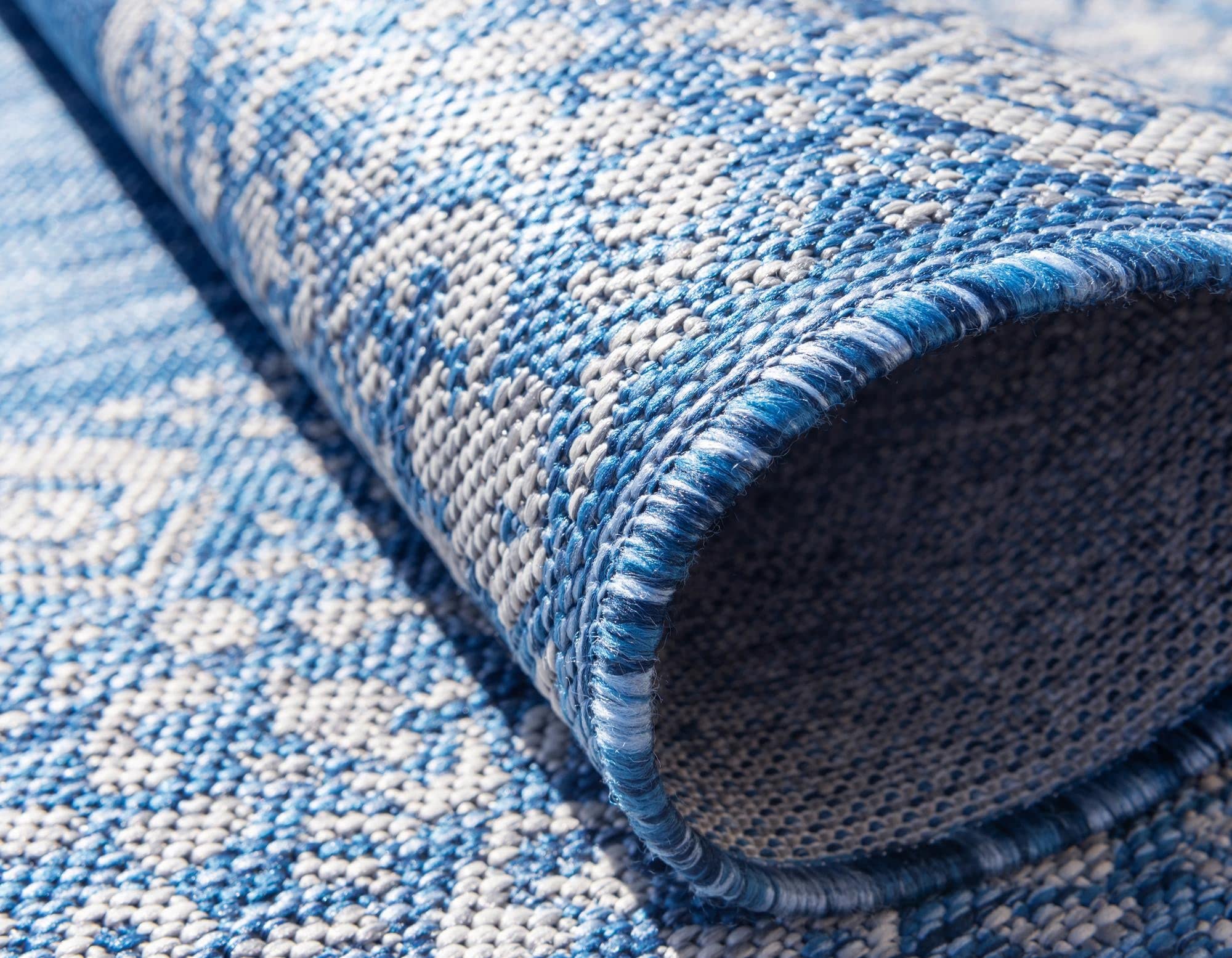 Rugs.com Outdoor Border Collection Rug – 5' x 8' Blue Flatweave Rug Perfect for Bedrooms, Dining Rooms, Living Rooms - Image 7