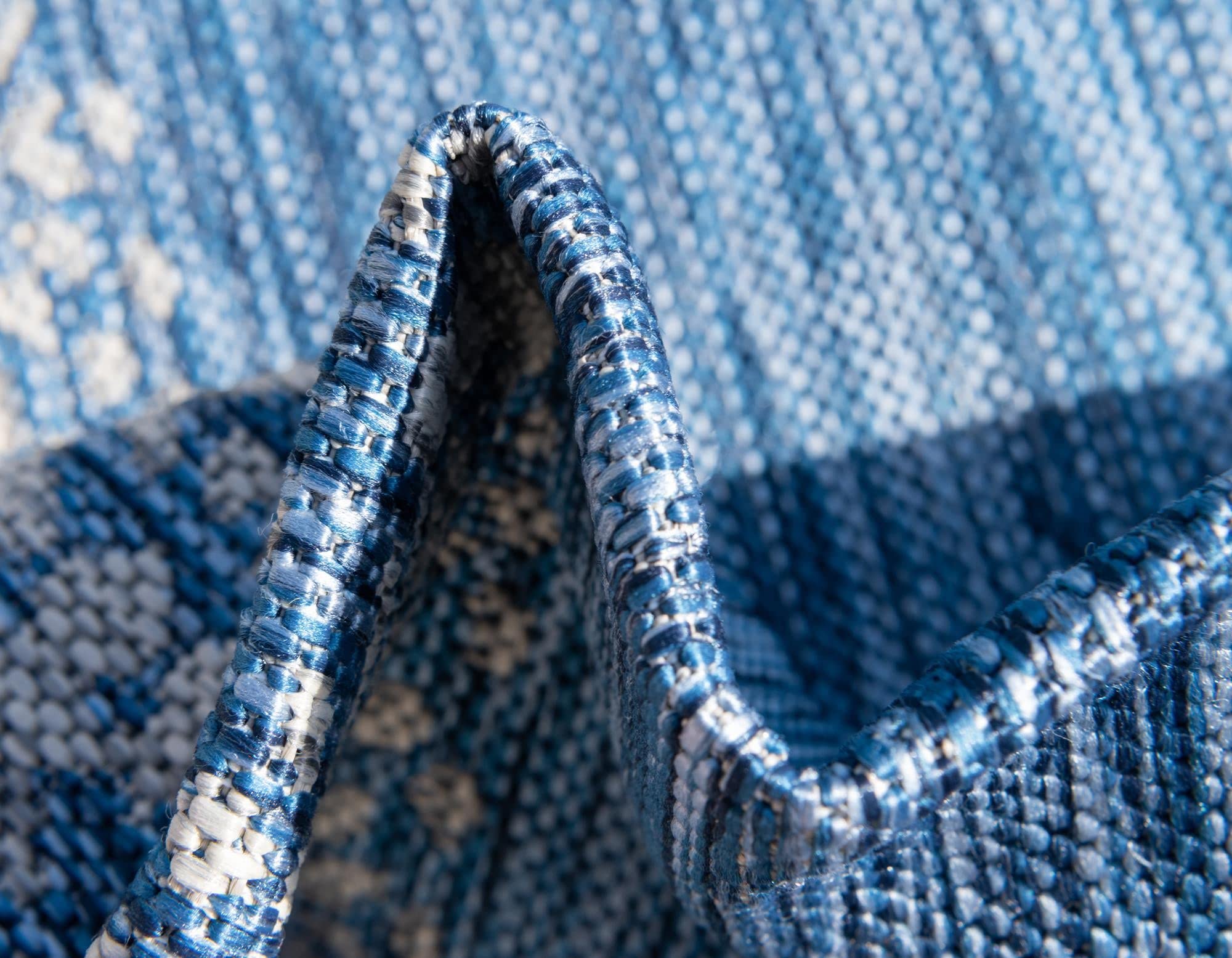 Rugs.com Outdoor Border Collection Rug – 5' x 8' Blue Flatweave Rug Perfect for Bedrooms, Dining Rooms, Living Rooms - Image 8