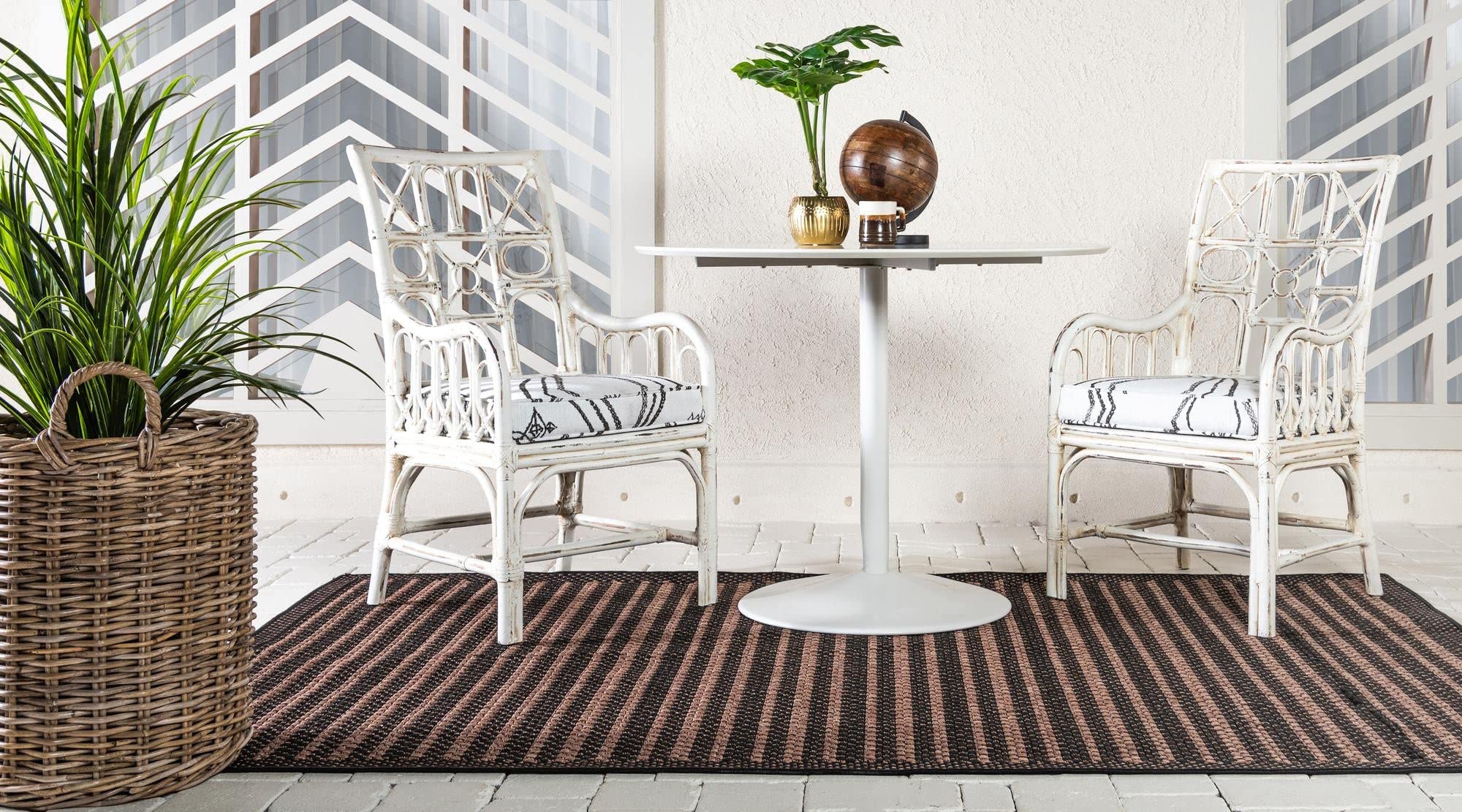 Rugs.com Outdoor Border Collection Rug – 7' x 10' Brown Flatweave Rug Perfect for Bedrooms, Dining Rooms, Living Rooms - Image 5