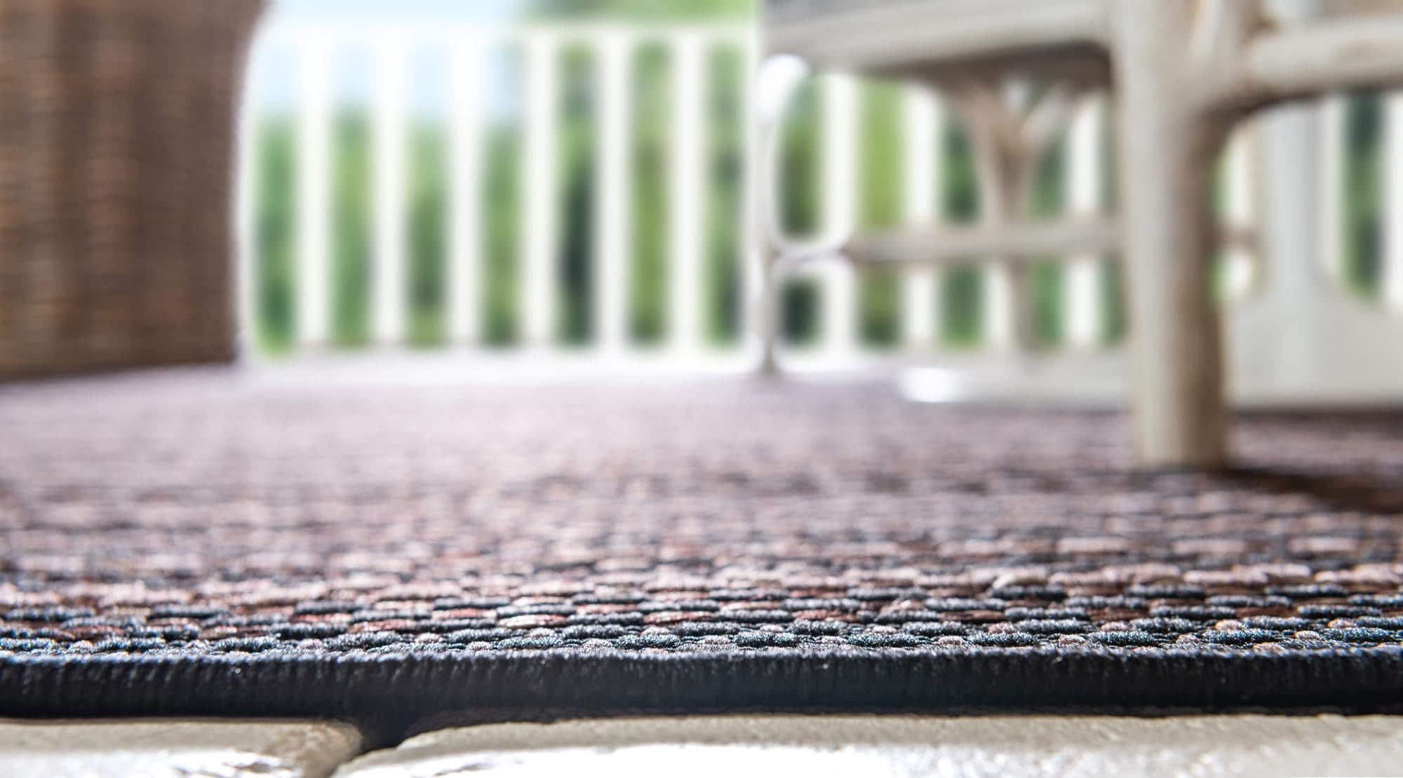 Rugs.com Outdoor Border Collection Rug – 7' x 10' Brown Flatweave Rug Perfect for Bedrooms, Dining Rooms, Living Rooms - Image 6