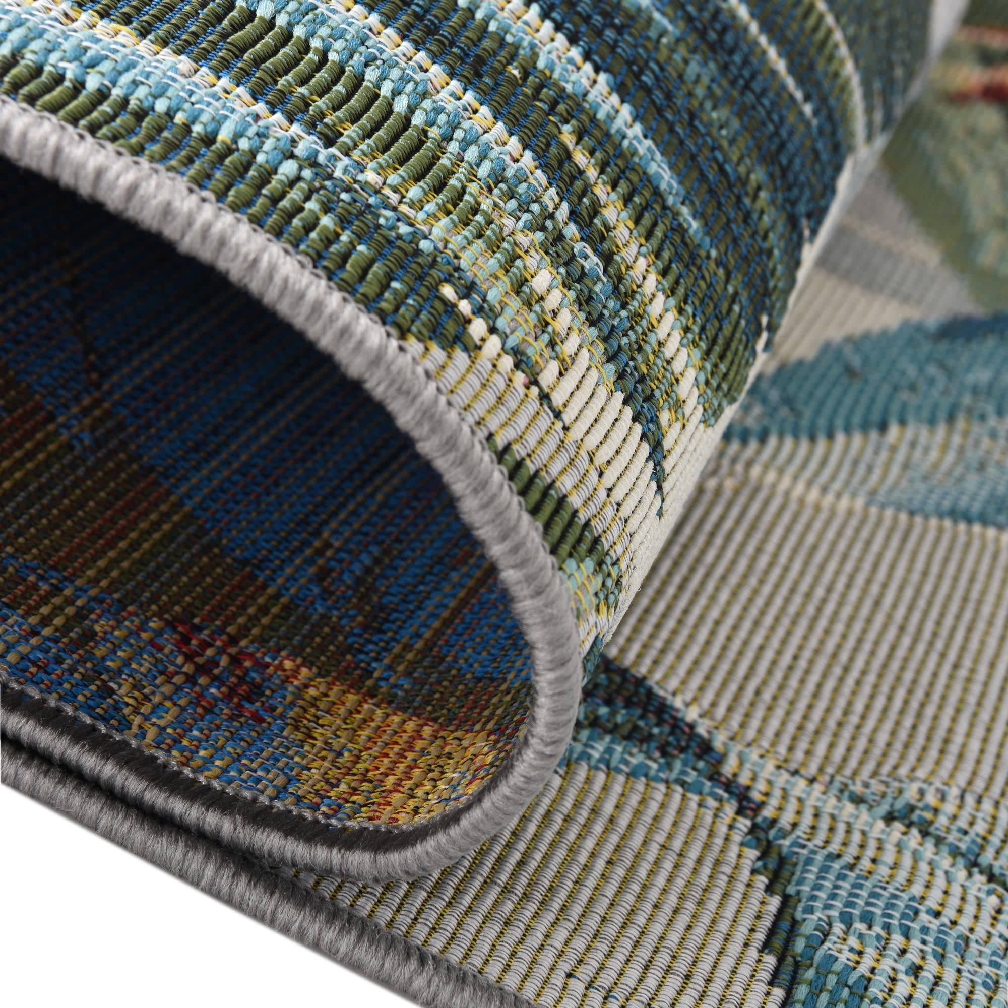 Rugs.com Outdoor Botanical Collection Rug – 10 Ft Runner Multi Flatweave-Pile Rug Perfect for Hallways, Entryways - Image 4