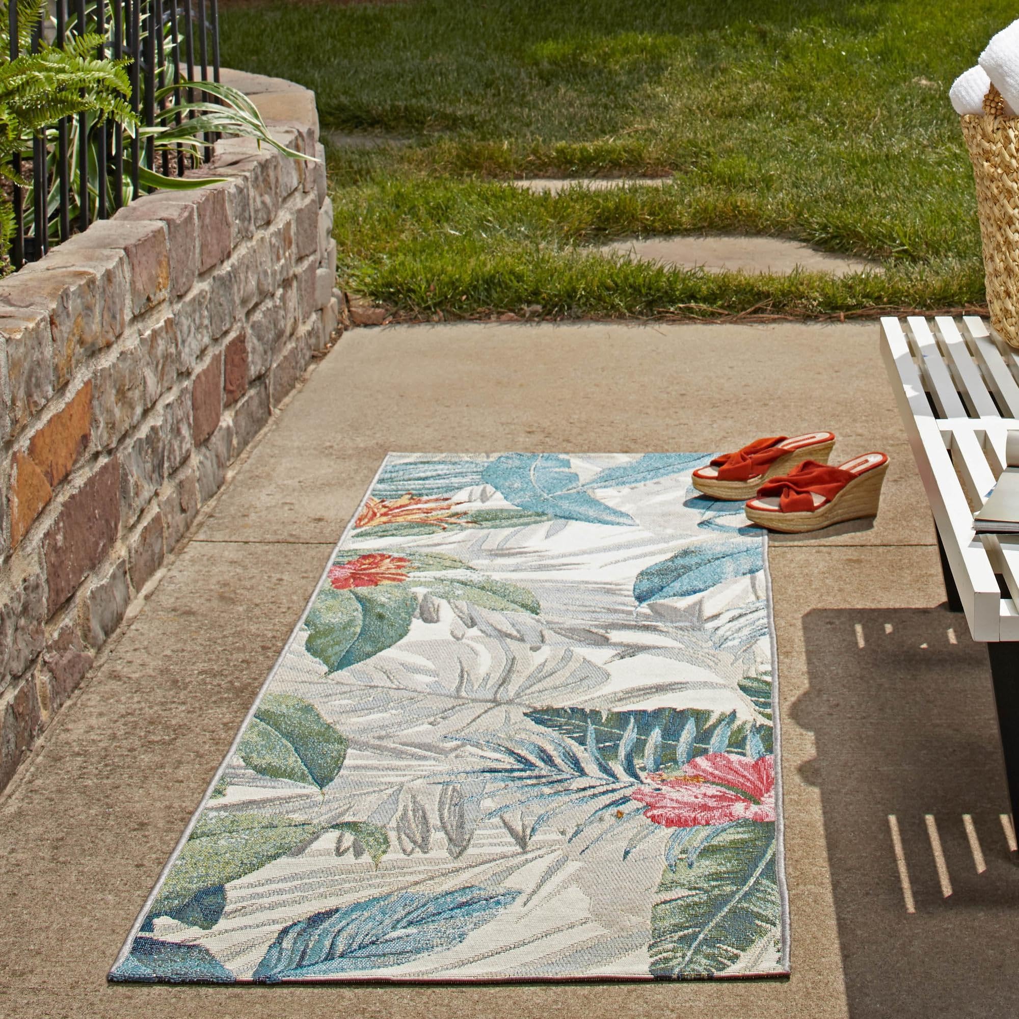 Rugs.com Outdoor Botanical Collection Rug – 10 Ft Runner Multi Flatweave-Pile Rug Perfect for Hallways, Entryways - Image 8