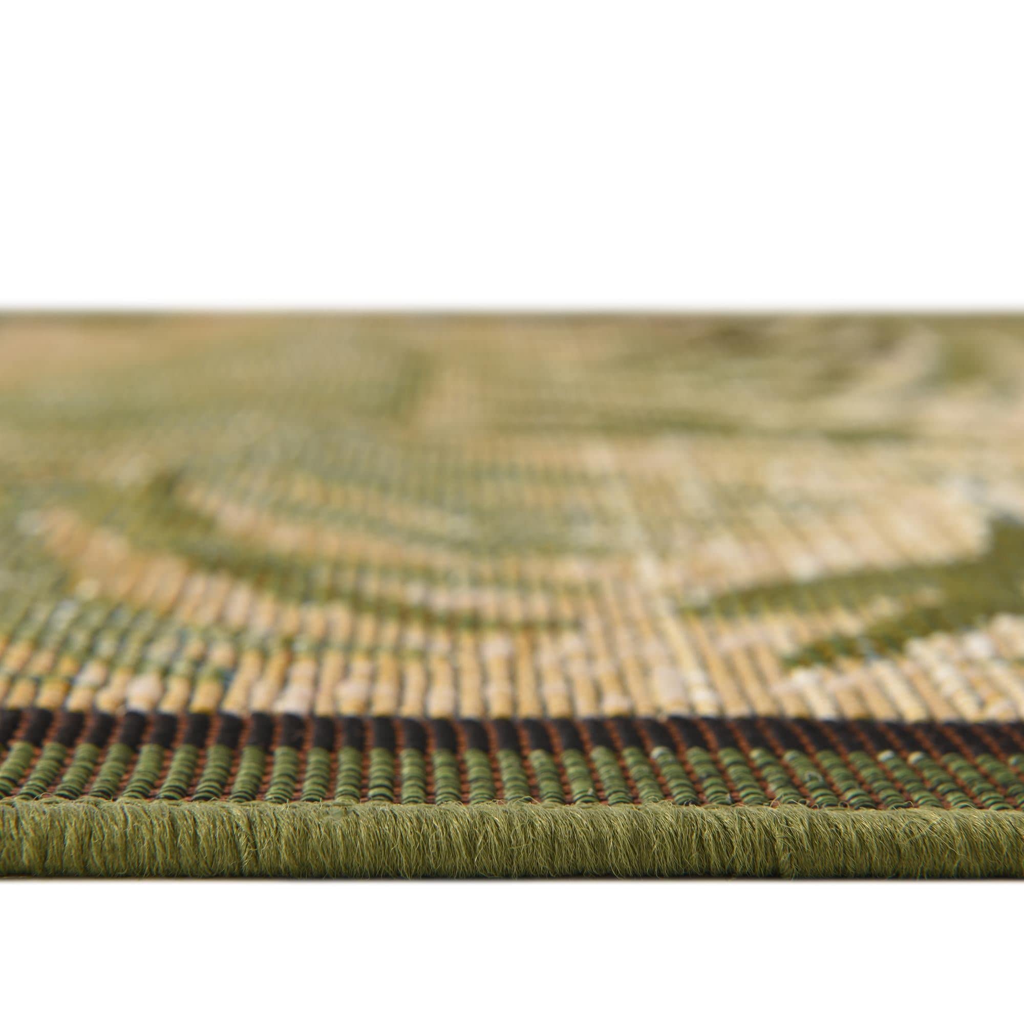 Rugs.com Outdoor Botanical Collection Rug – 5 Ft Runner Green Flatweave-Pile Rug Perfect for Hallways, Entryways - Image 3