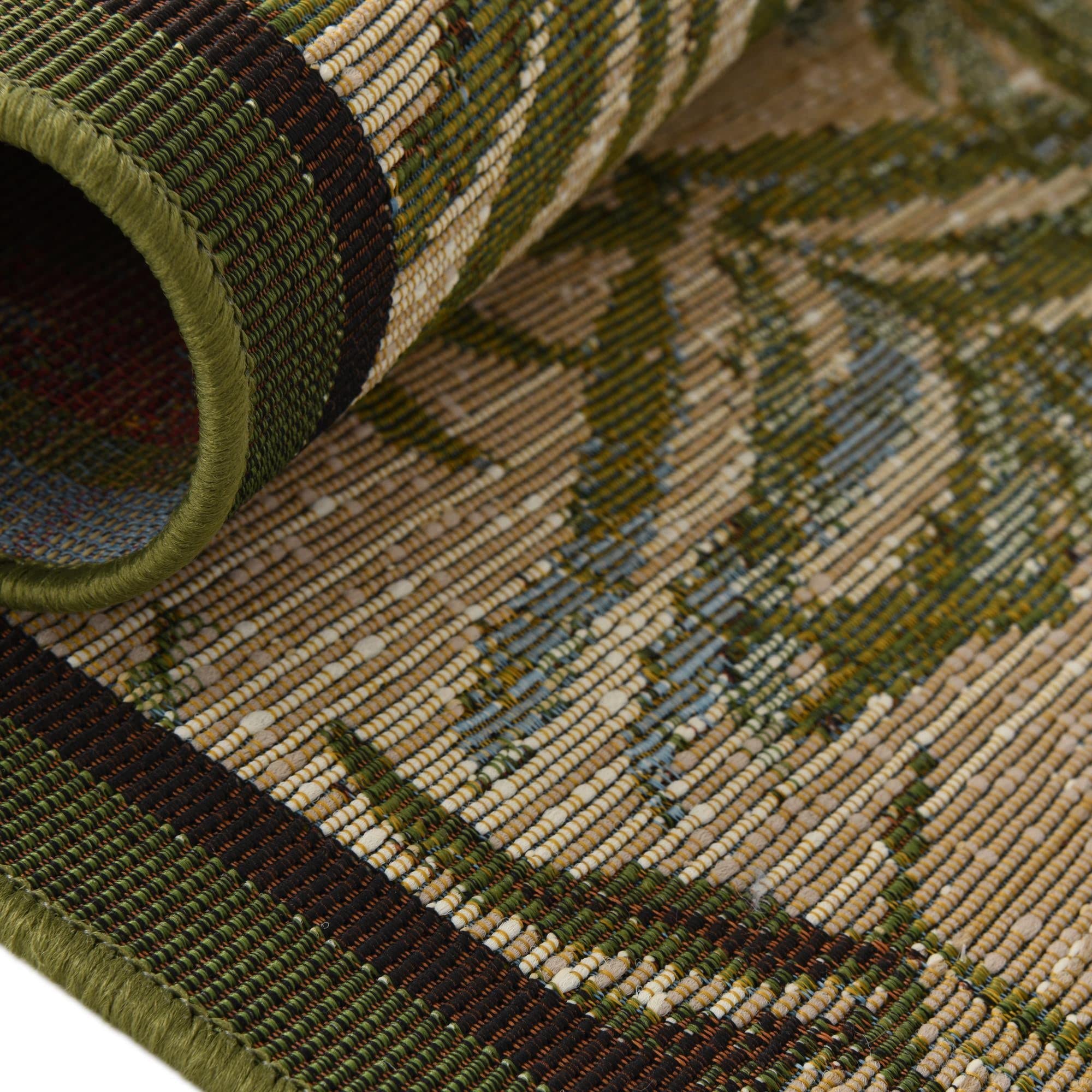 Rugs.com Outdoor Botanical Collection Rug – 5 Ft Runner Green Flatweave-Pile Rug Perfect for Hallways, Entryways - Image 4