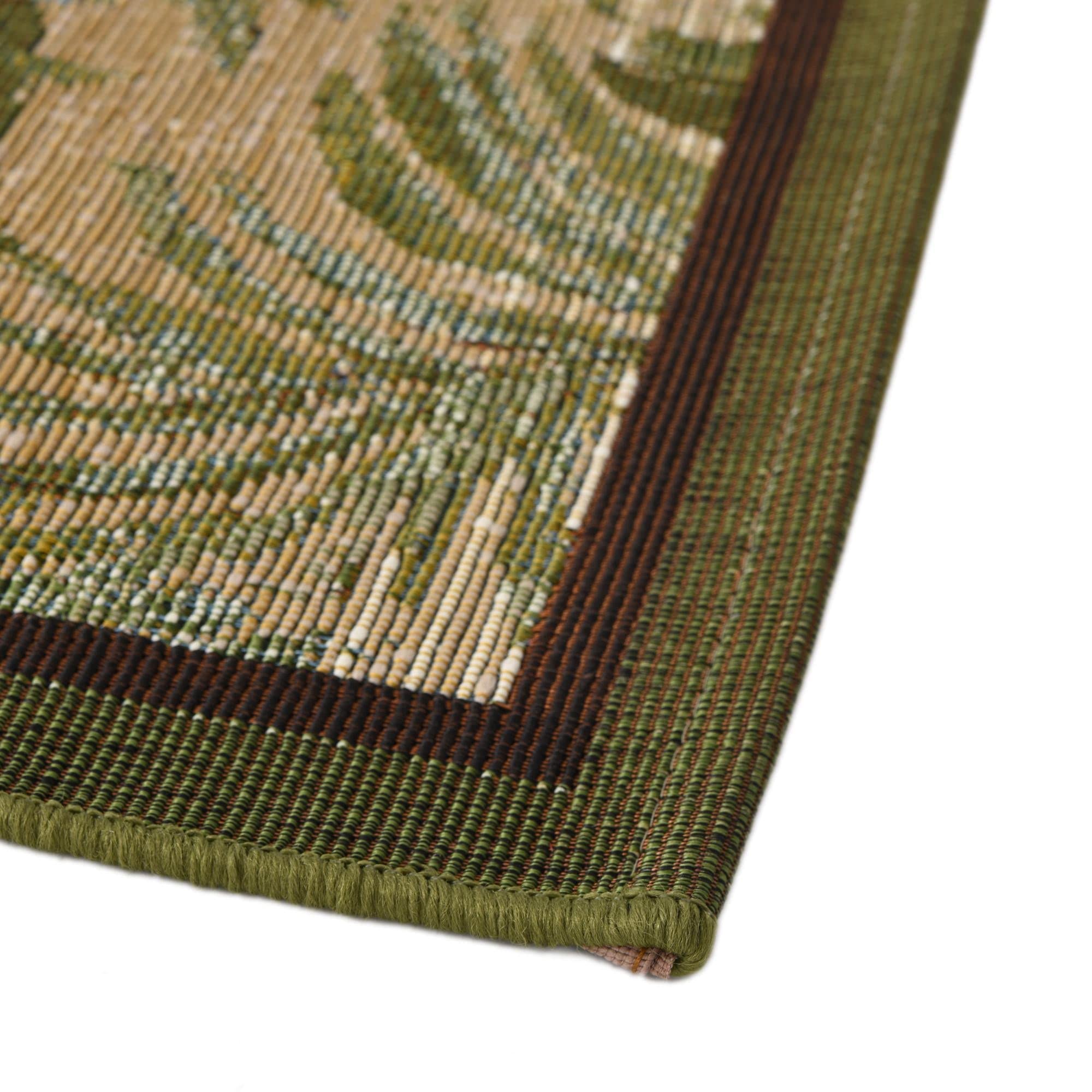 Rugs.com Outdoor Botanical Collection Rug – 5 Ft Runner Green Flatweave-Pile Rug Perfect for Hallways, Entryways - Image 5