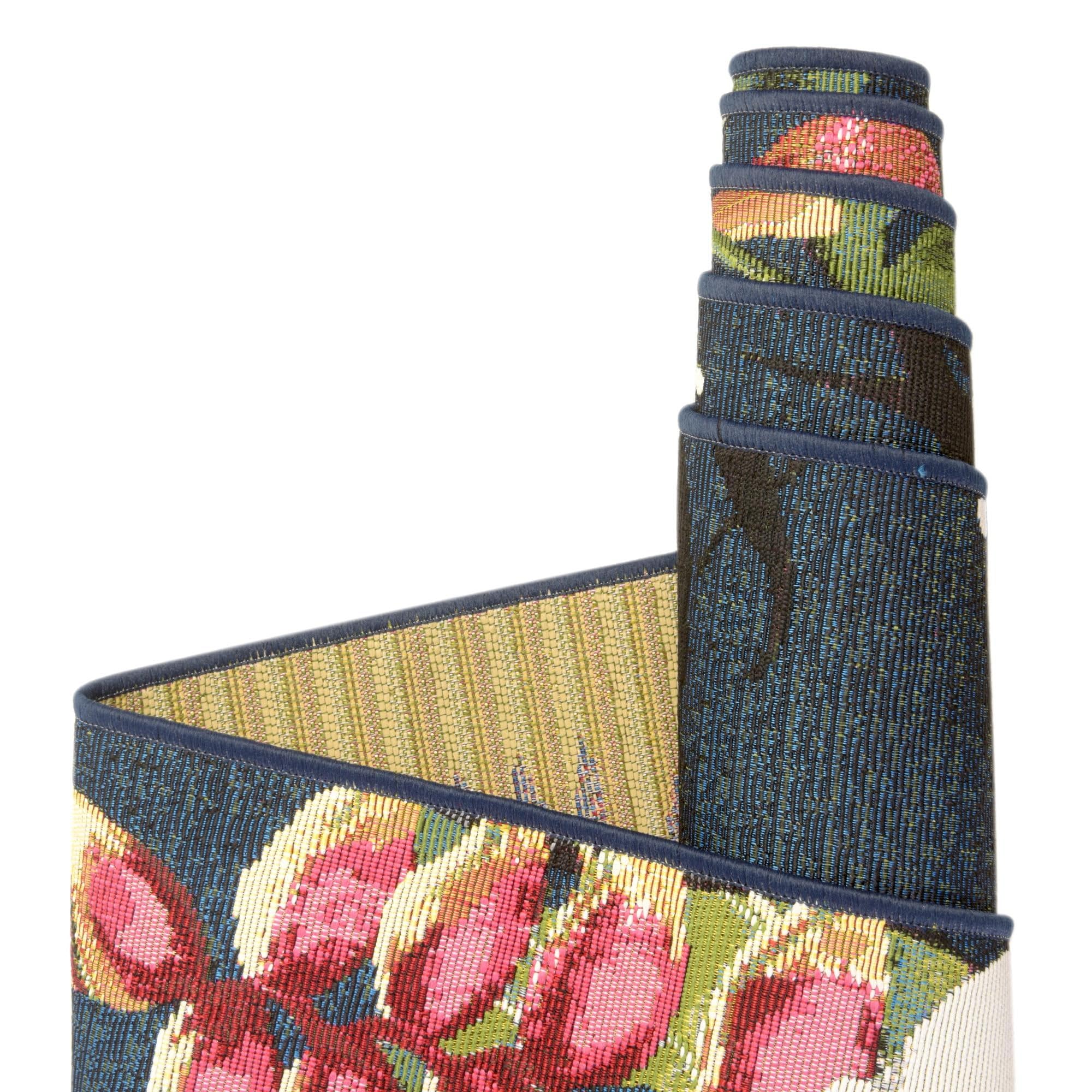 Rugs.com Outdoor Botanical Collection Rug – 5 Ft Runner Multi Flatweave-Pile Rug Perfect for Hallways, Entryways - Image 8