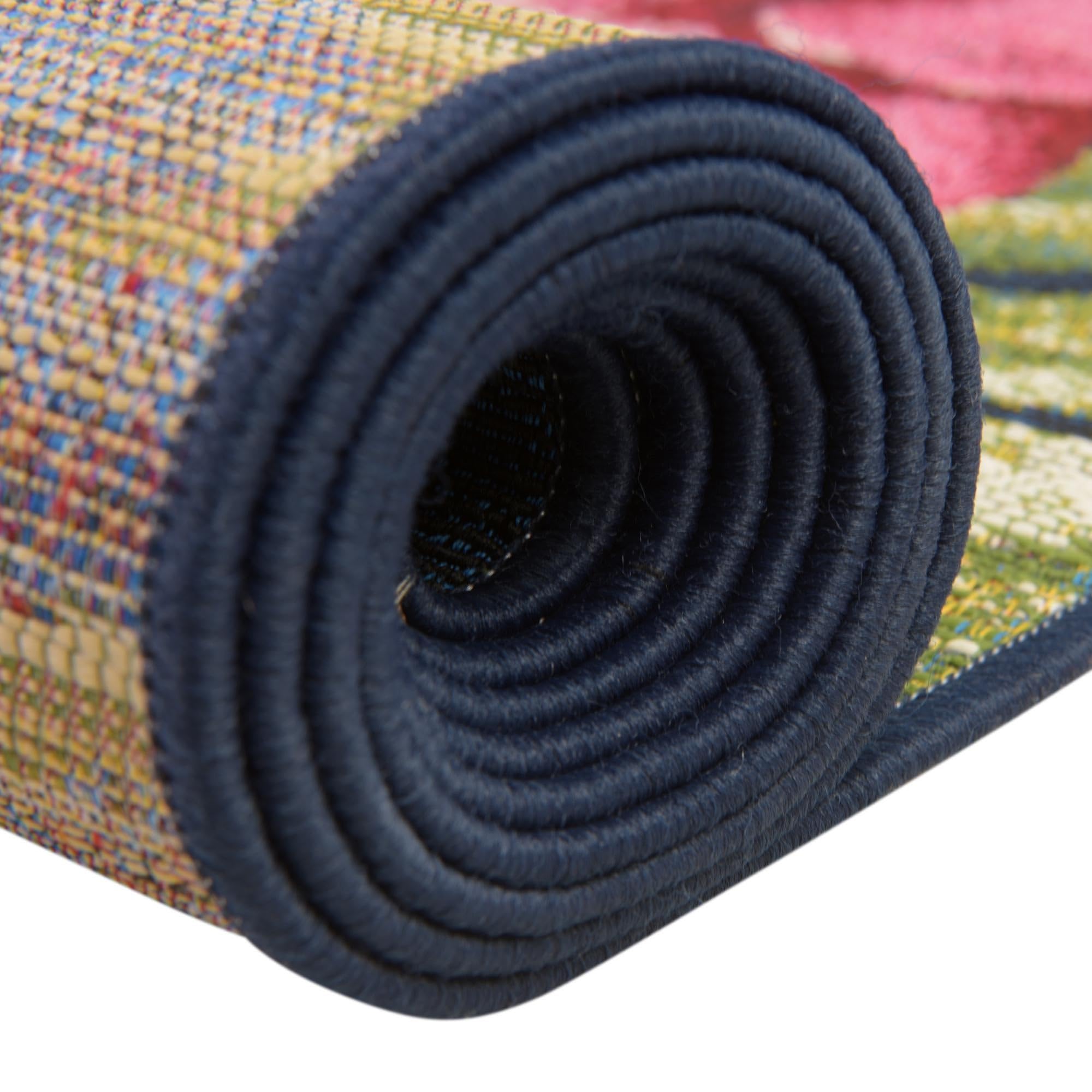 Rugs.com Outdoor Botanical Collection Rug – 5 Ft Runner Multi Flatweave-Pile Rug Perfect for Hallways, Entryways - Image 9