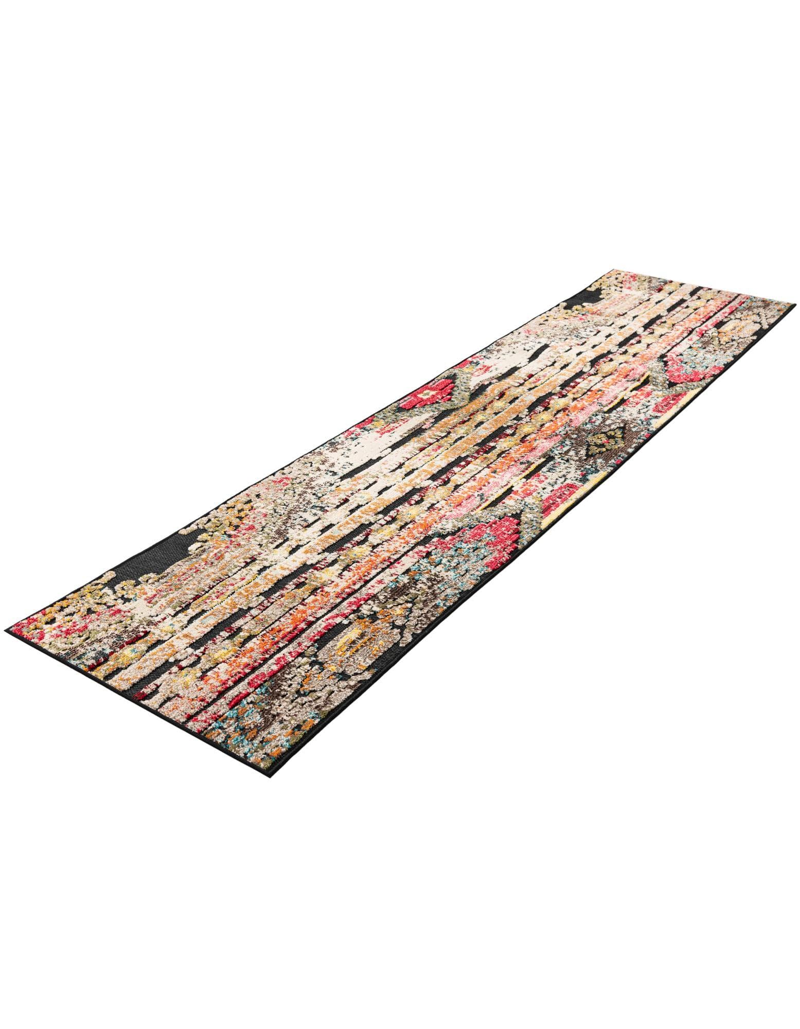 Rugs.com Outdoor Casablanca Collection Rug – 10 Ft Runner Multi Black Low-Pile Rug Perfect for Hallways, Entryways - Image 3