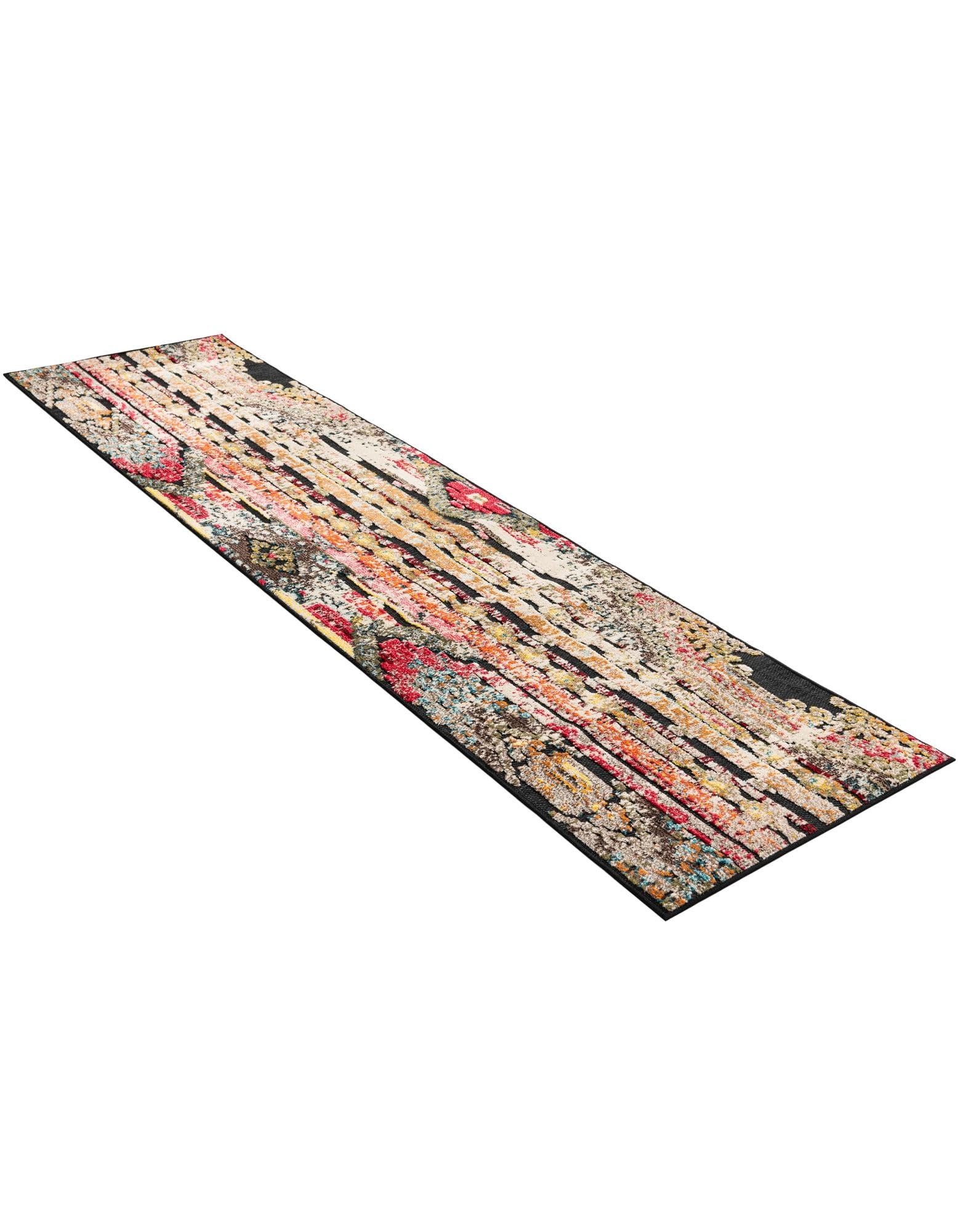 Rugs.com Outdoor Casablanca Collection Rug – 10 Ft Runner Multi Black Low-Pile Rug Perfect for Hallways, Entryways - Image 4