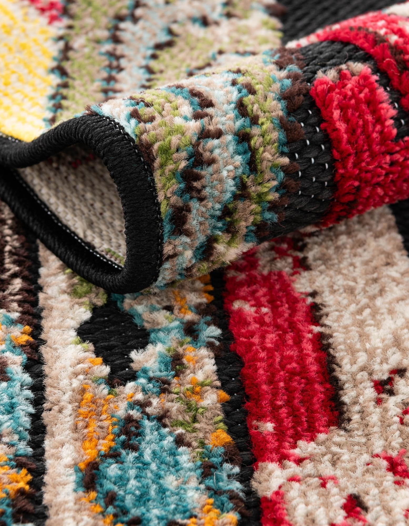 Rugs.com Outdoor Casablanca Collection Rug – 10 Ft Runner Multi Black Low-Pile Rug Perfect for Hallways, Entryways - Image 5