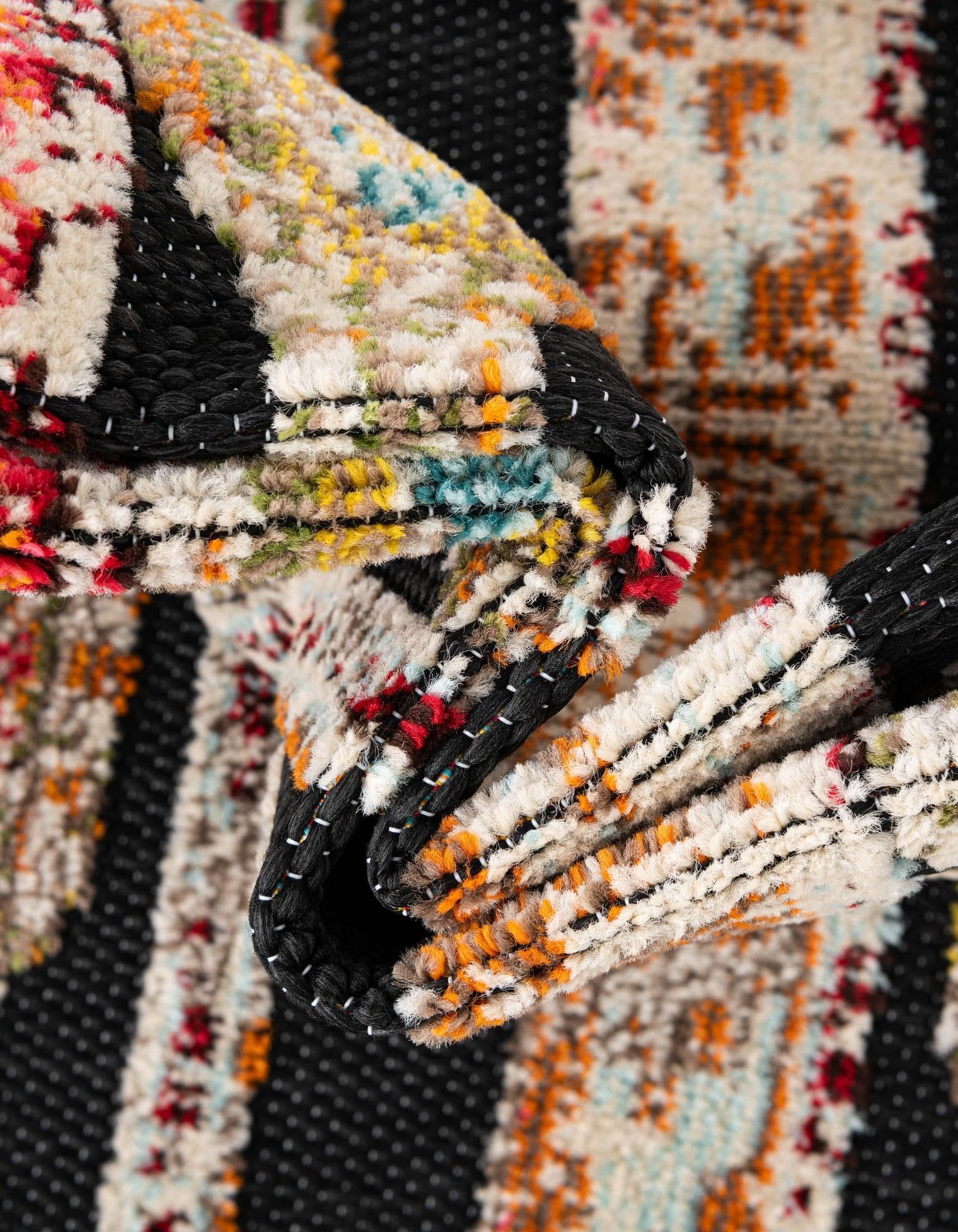 Rugs.com Outdoor Casablanca Collection Rug – 10 Ft Runner Multi Black Low-Pile Rug Perfect for Hallways, Entryways - Image 7