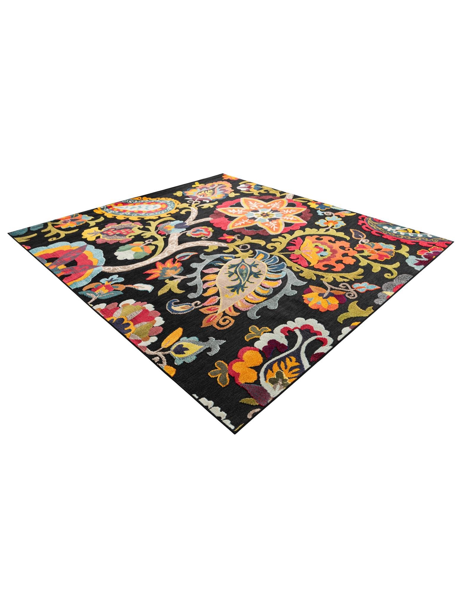 Rugs.com Outdoor Casablanca Collection Rug – 10 Ft Square Multi Black Low-Pile Rug Perfect for Living Rooms, Kitchens, Entryways - Image 3
