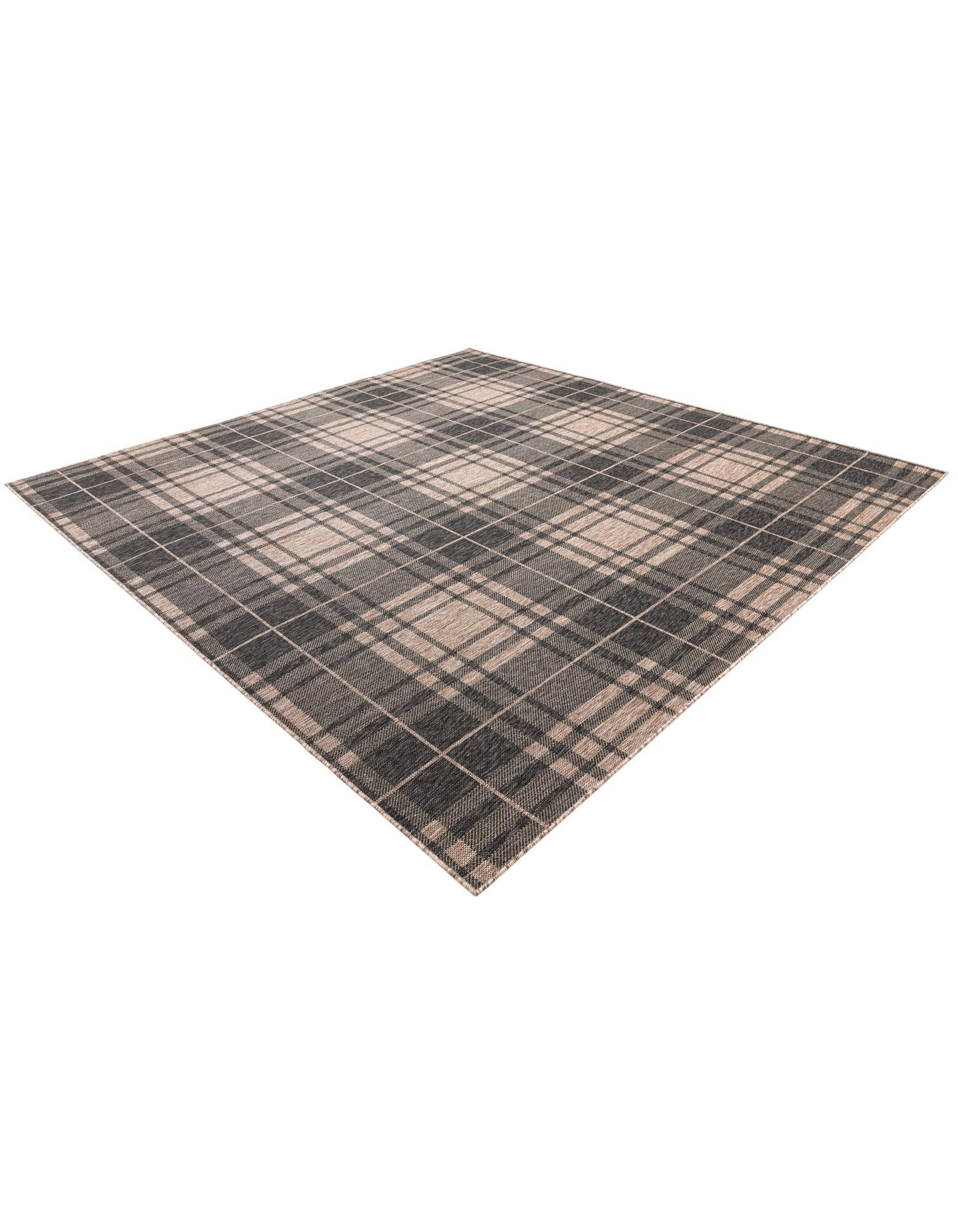 Rugs.com Outdoor Checkered Collection Rug – 10 Ft Square Black and Brown Flatweave-Pile Rug Perfect for Living Rooms, Kitchens, Entryways - Image 3