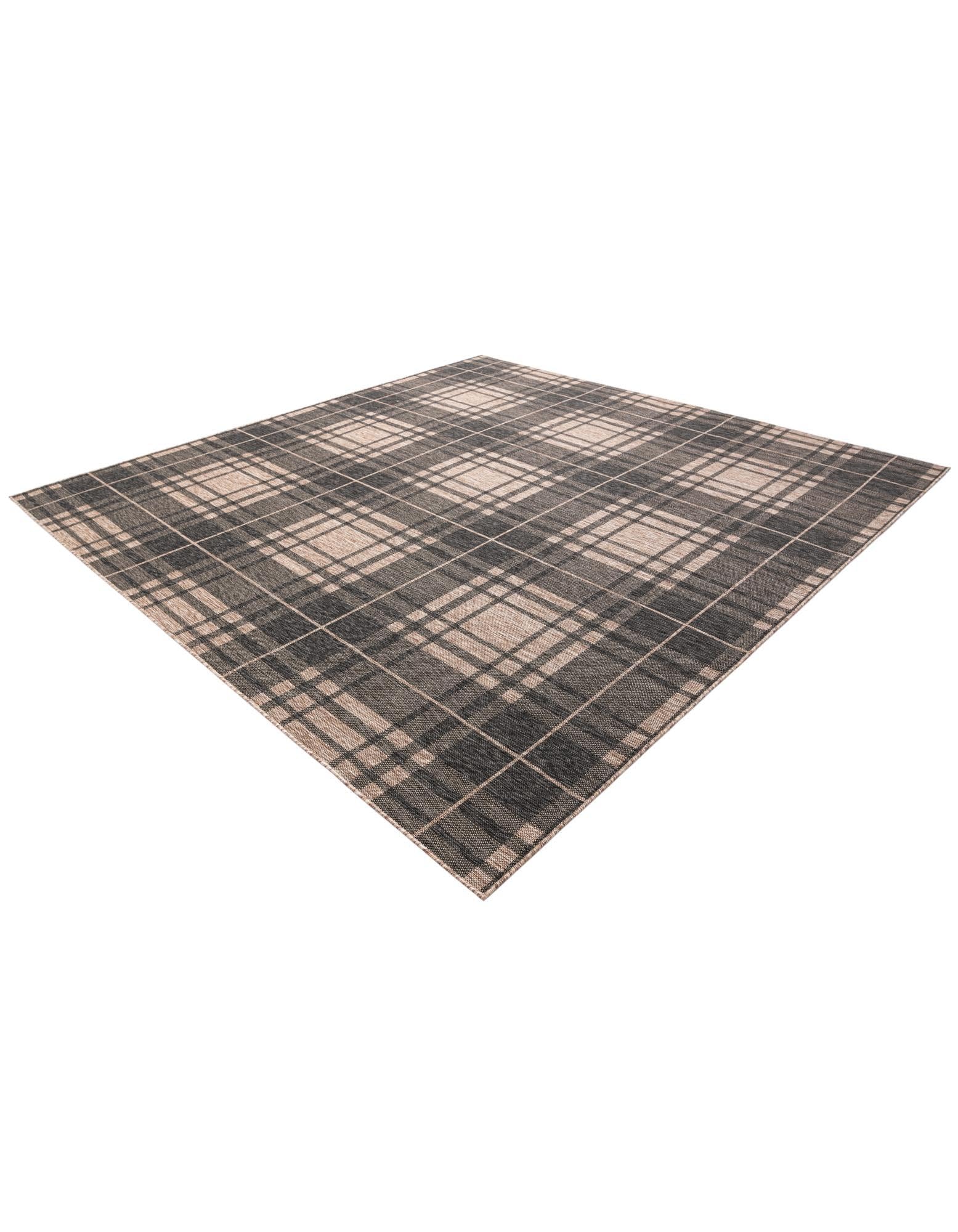 Rugs.com Outdoor Checkered Collection Rug – 10 Ft Square Black and Brown Flatweave-Pile Rug Perfect for Living Rooms, Kitchens, Entryways - Image 4