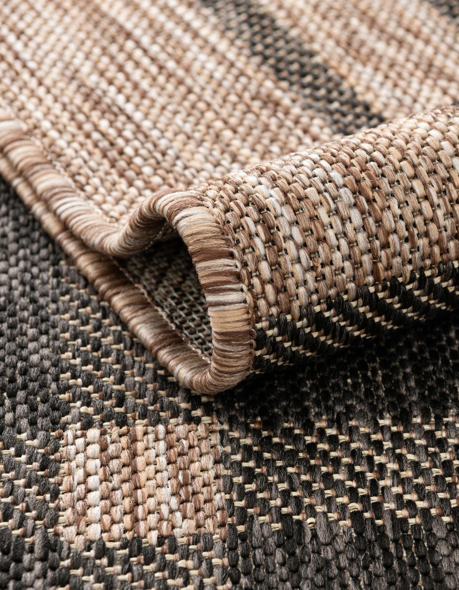 Rugs.com Outdoor Checkered Collection Rug – 10 Ft Square Black and Brown Flatweave-Pile Rug Perfect for Living Rooms, Kitchens, Entryways - Image 8