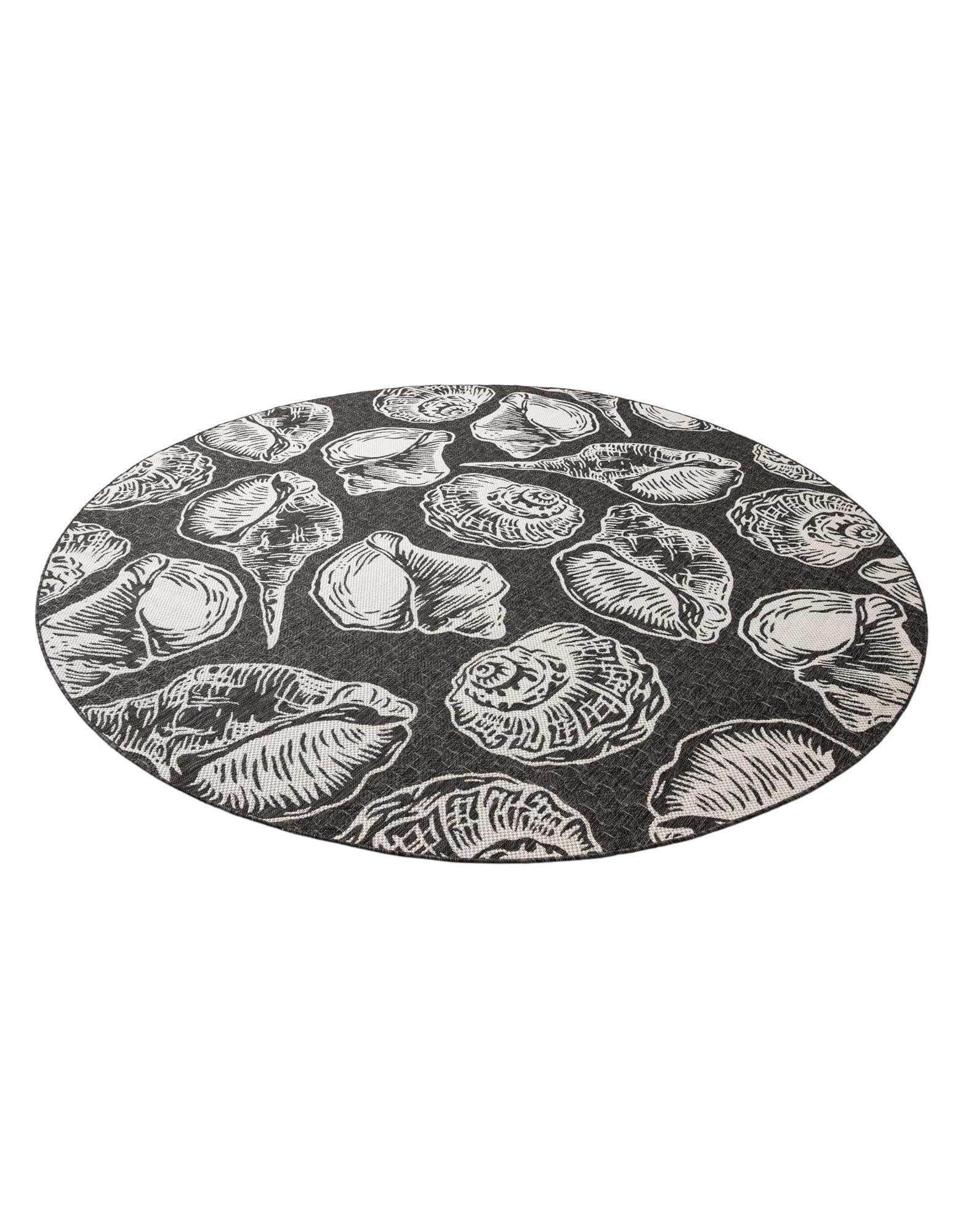 Rugs.com Outdoor Coastal Collection Rug – 10 Ft Round Black and White Flatweave-Pile Rug Perfect for Kitchens, Dining Rooms - Image 3
