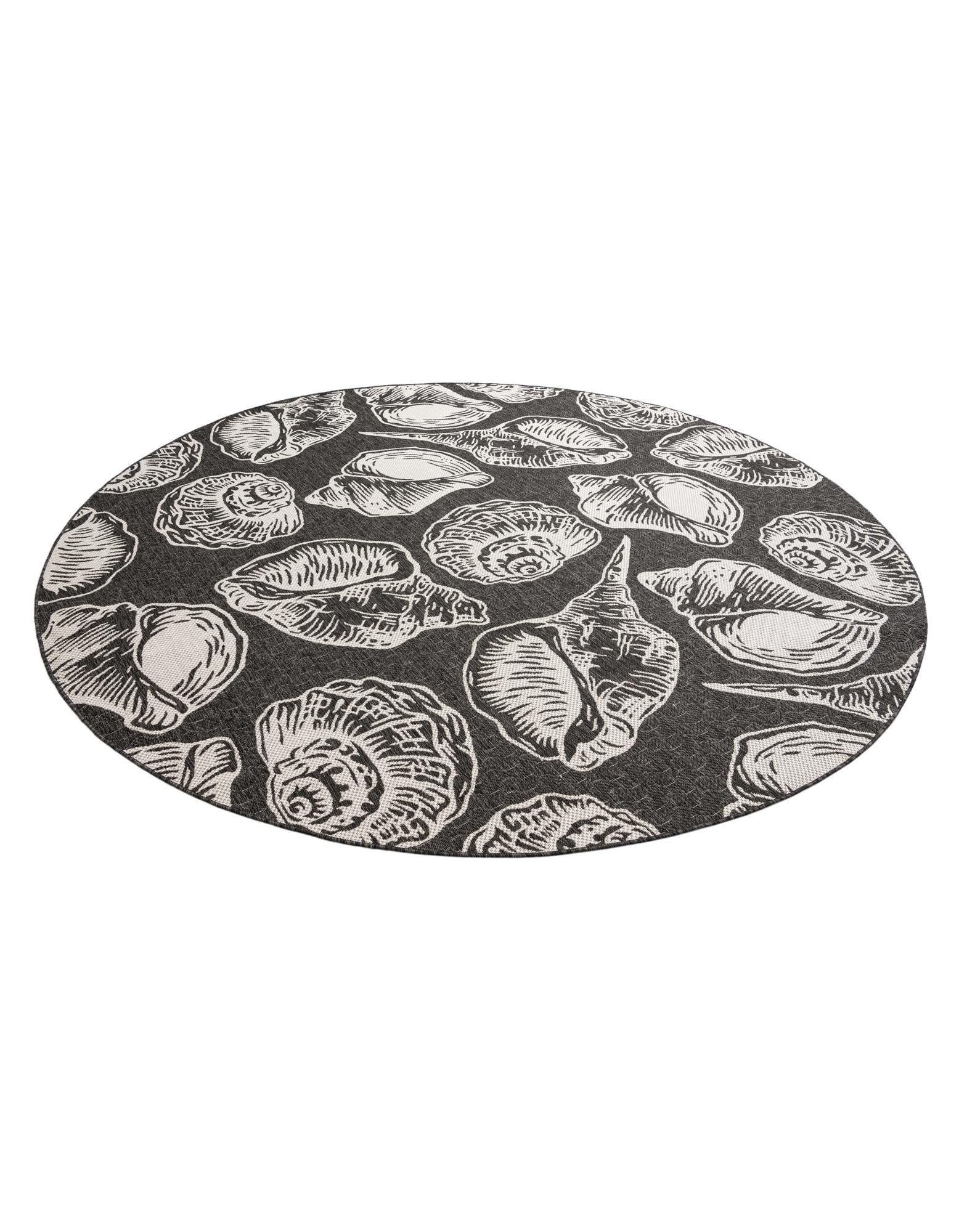 Rugs.com Outdoor Coastal Collection Rug – 10 Ft Round Black and White Flatweave-Pile Rug Perfect for Kitchens, Dining Rooms - Image 4