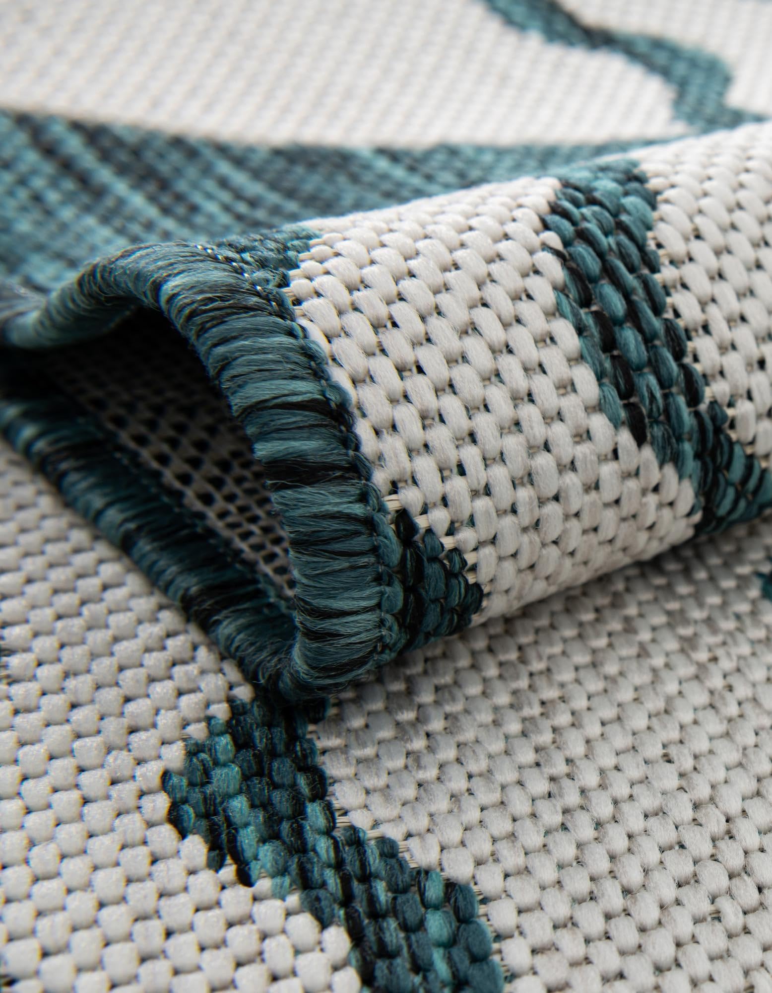 Rugs.com Outdoor Coastal Collection Rug – 8 Ft Round Turquoise Flatweave-Pile Rug Perfect for Kitchens, Dining Rooms - Image 3