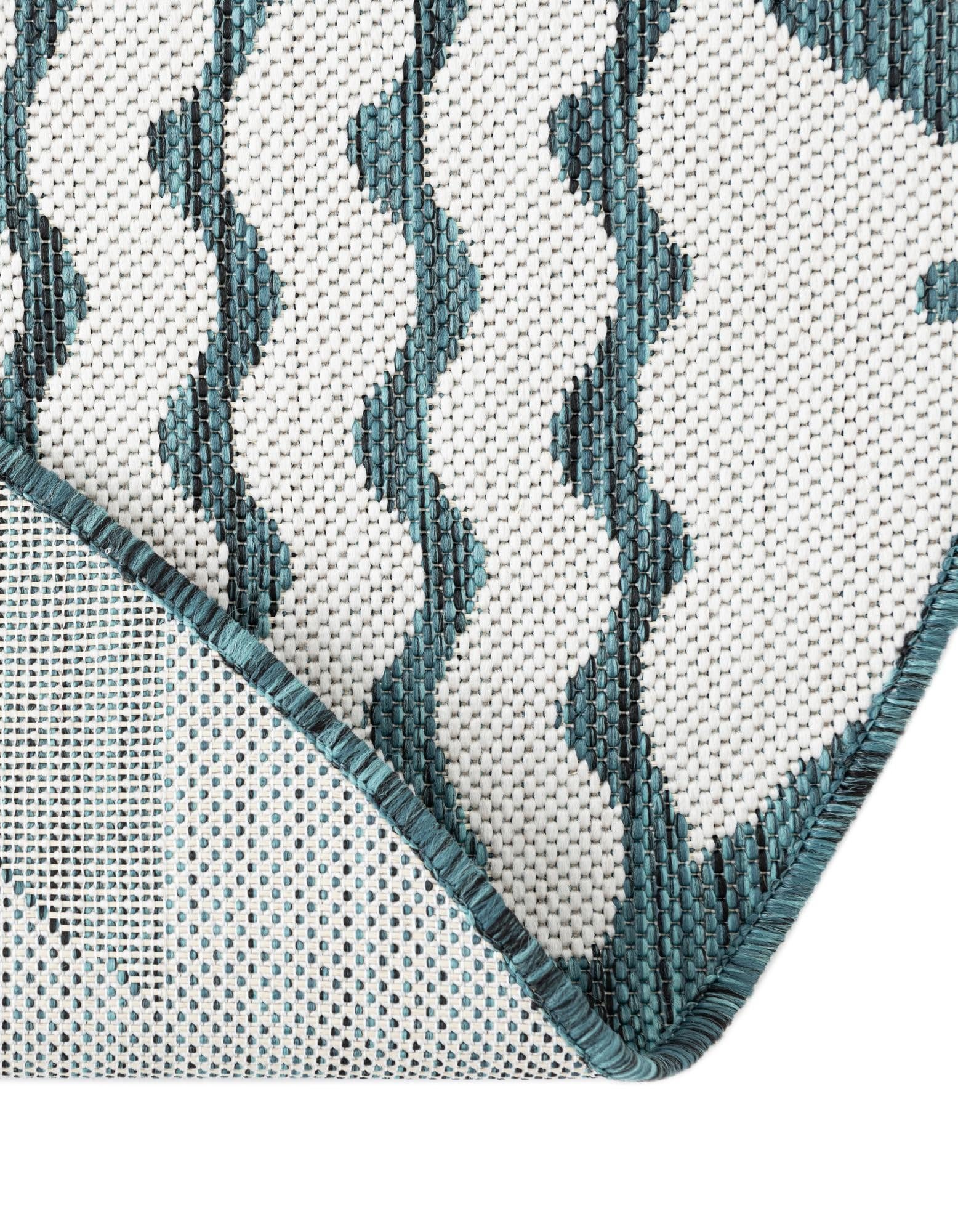 Rugs.com Outdoor Coastal Collection Rug – 8 Ft Round Turquoise Flatweave-Pile Rug Perfect for Kitchens, Dining Rooms - Image 6