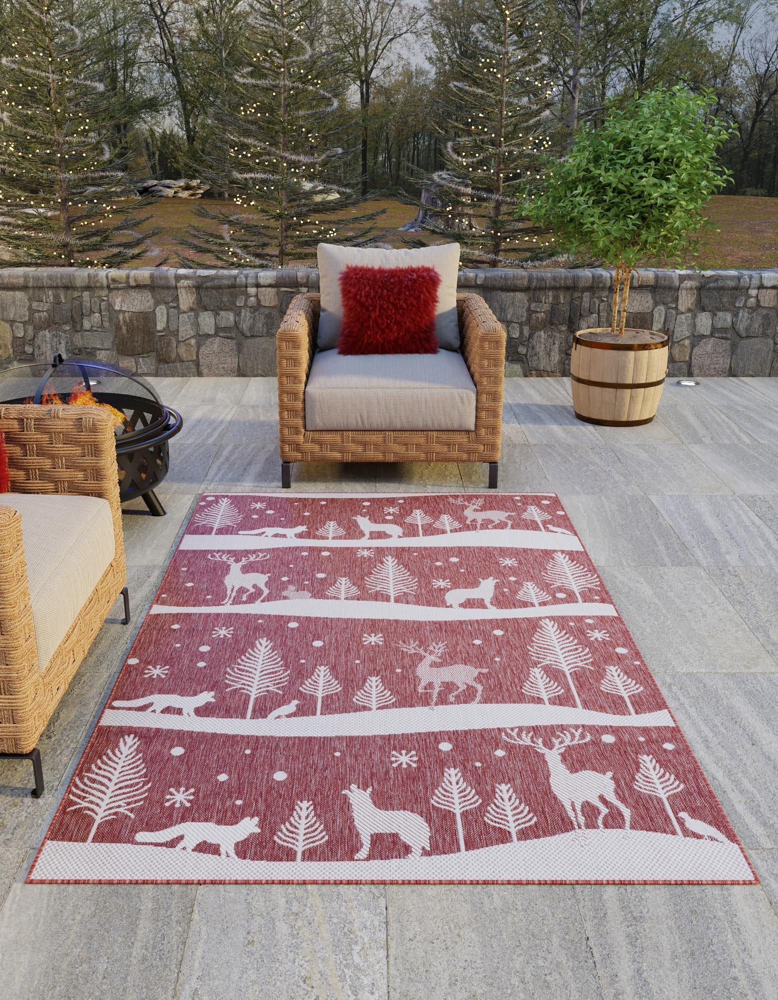 Rugs.com Outdoor Holiday Collection Rug – 2x3 Red Flatweave-Pile Rug Perfect for Entryways, Kitchens, Breakfast Nooks, Accent Pieces - Image 5